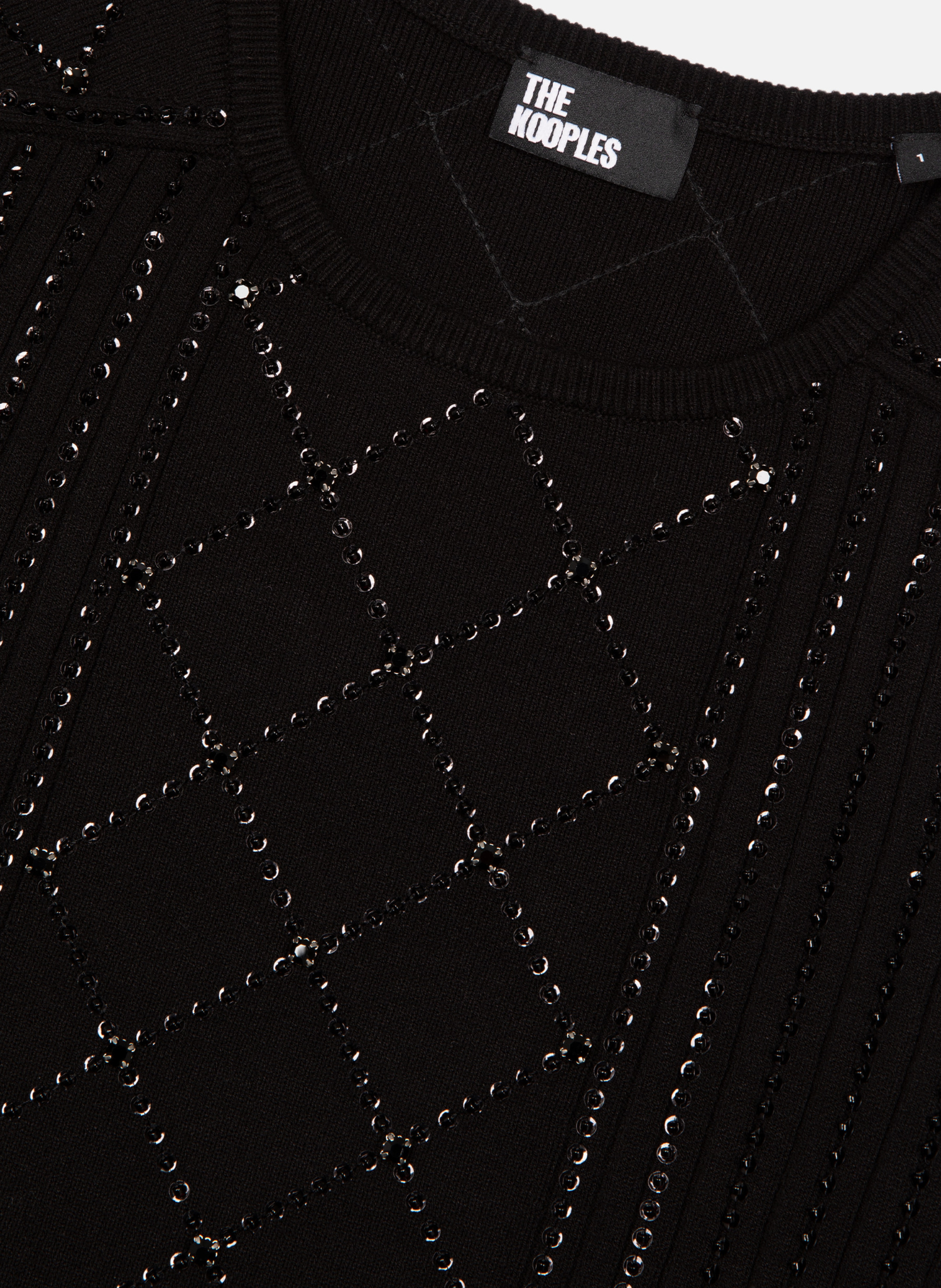Sweater with rhinestones and pearls THE KOOPLES Black
