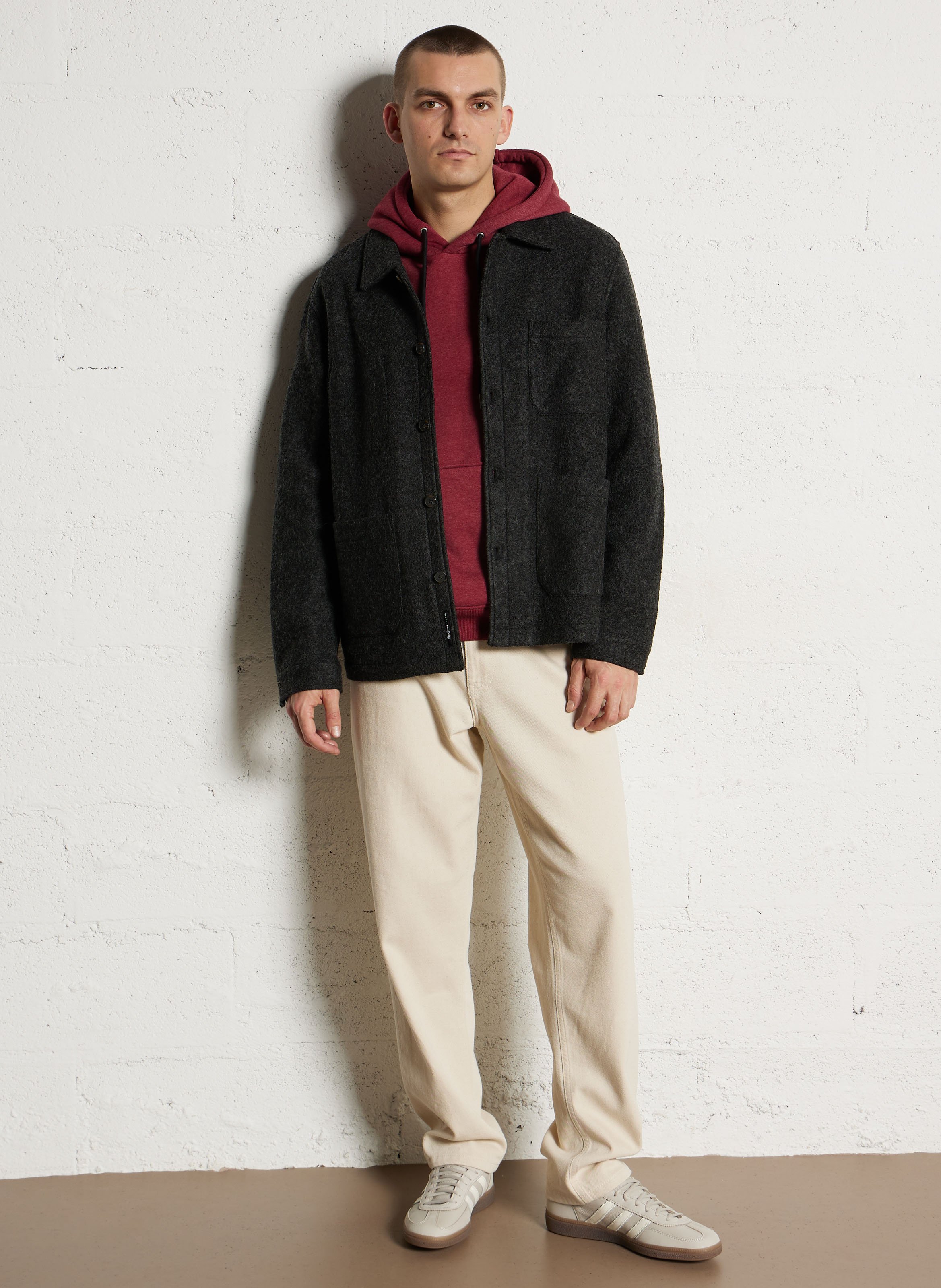 Veste droite col classique en maille PEPE JEANS Gris