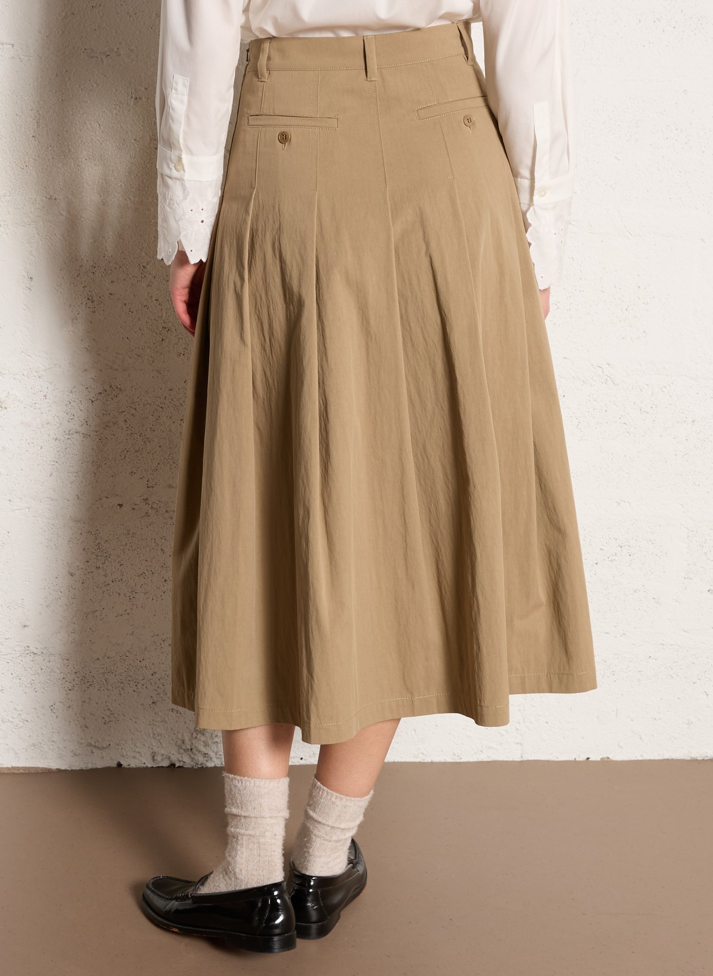 Pleated midi skirt in blended cotton. MAX MARA WEEK END Brown