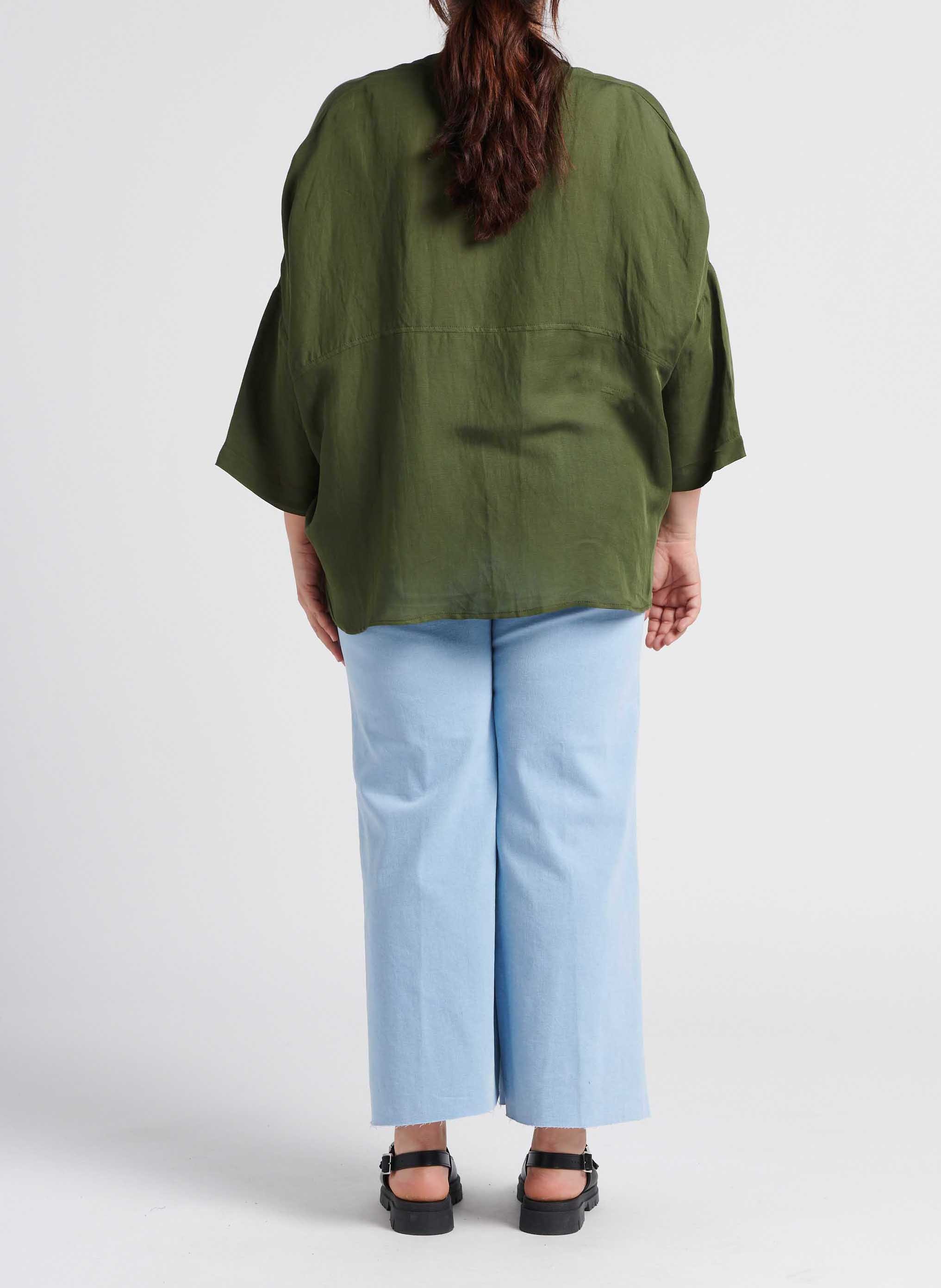 High-waisted slit cotton-blend jeans MAT FASHION Raw denim