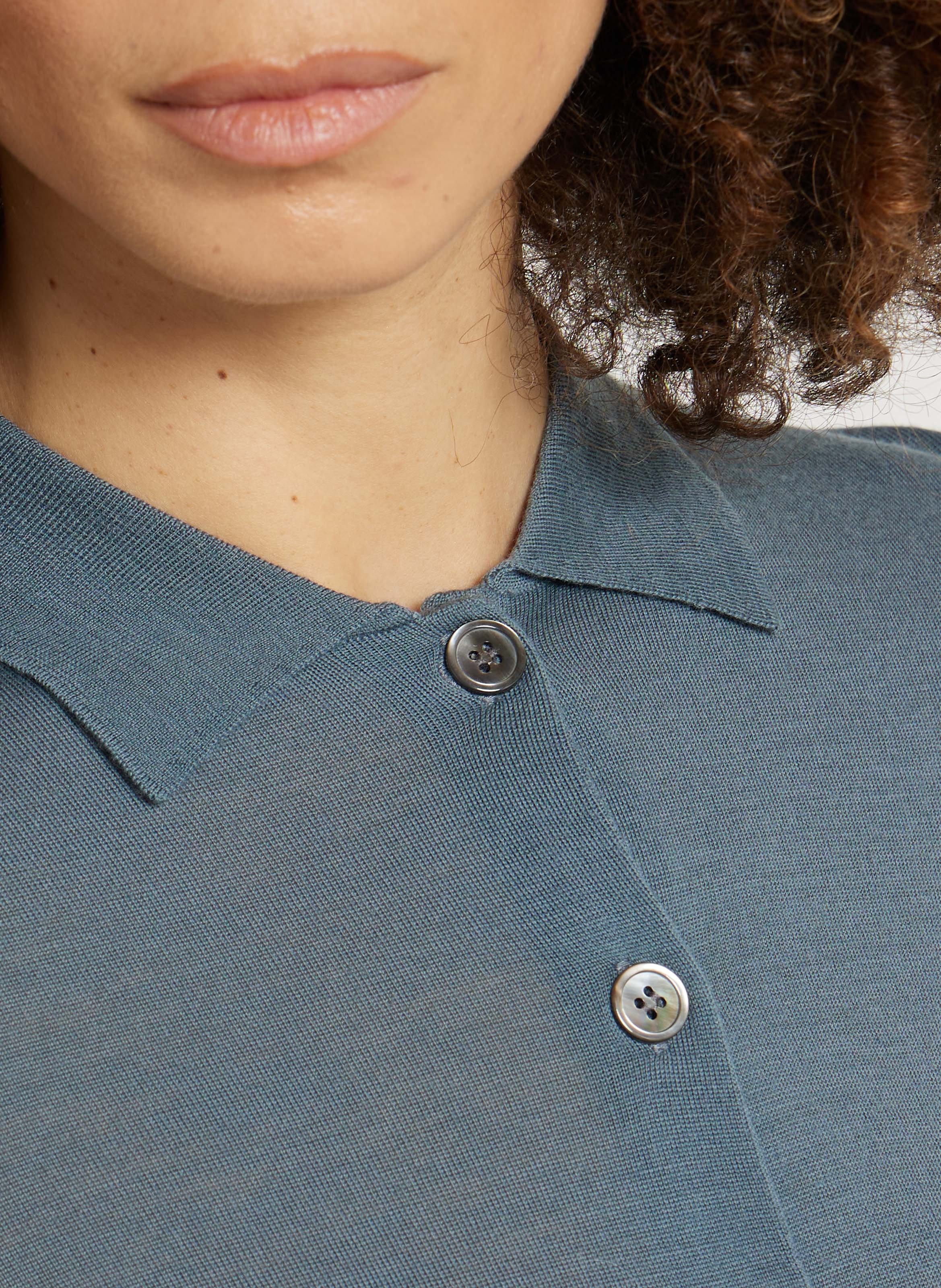 Straight classic collar wool cardigan SOEUR Blue