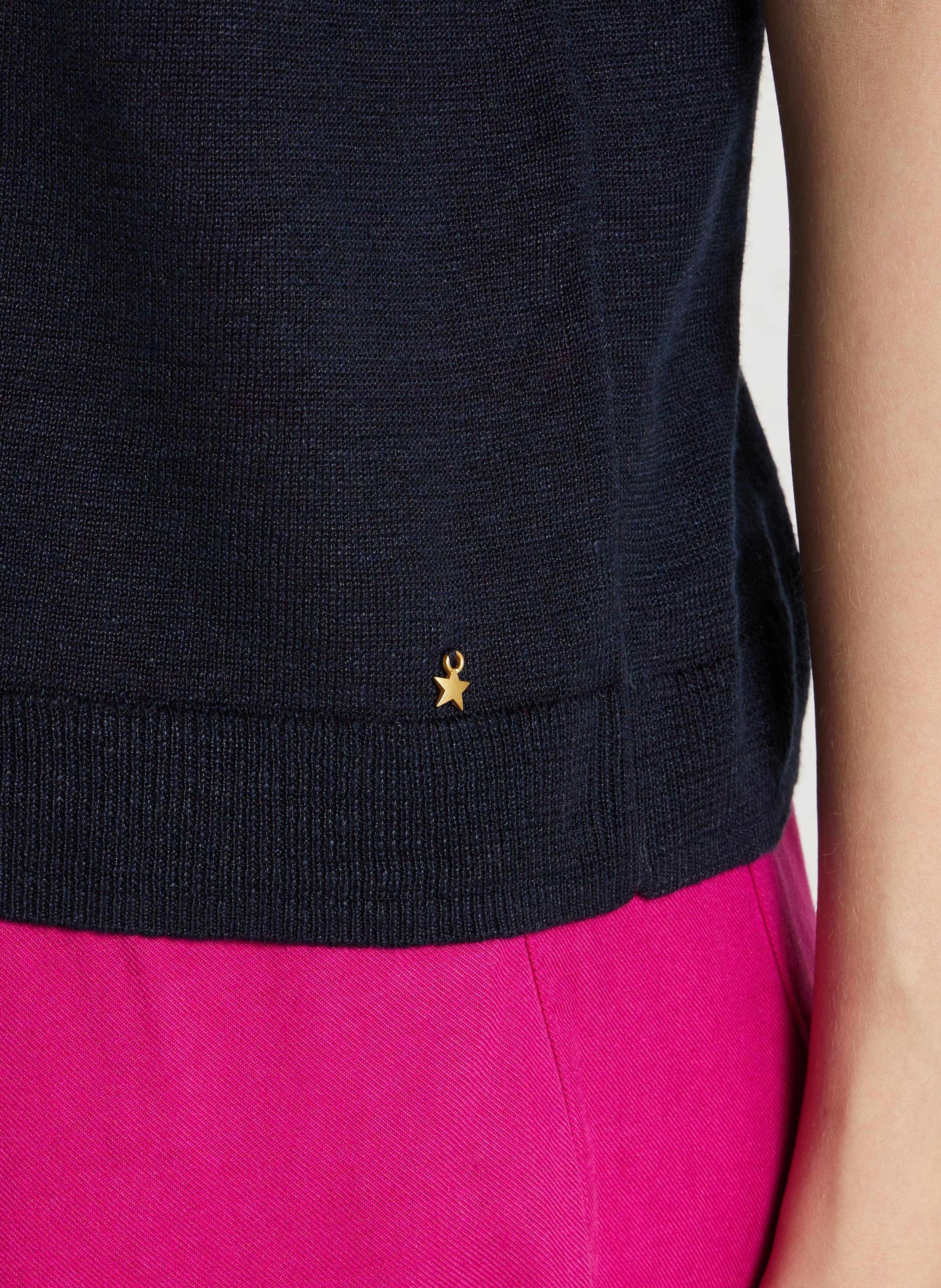 Round neck linen sweater DES PETITS HAUTS Blue