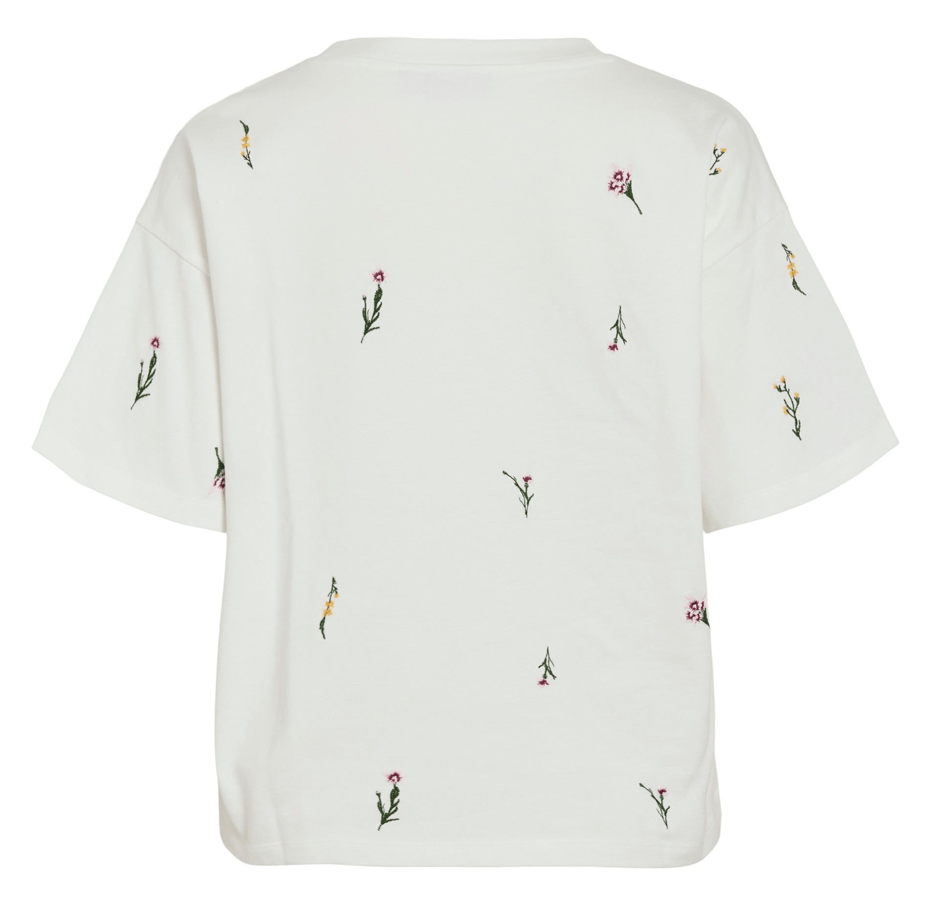 Tee-shirt ample à fleurs brodées VILA Blanc