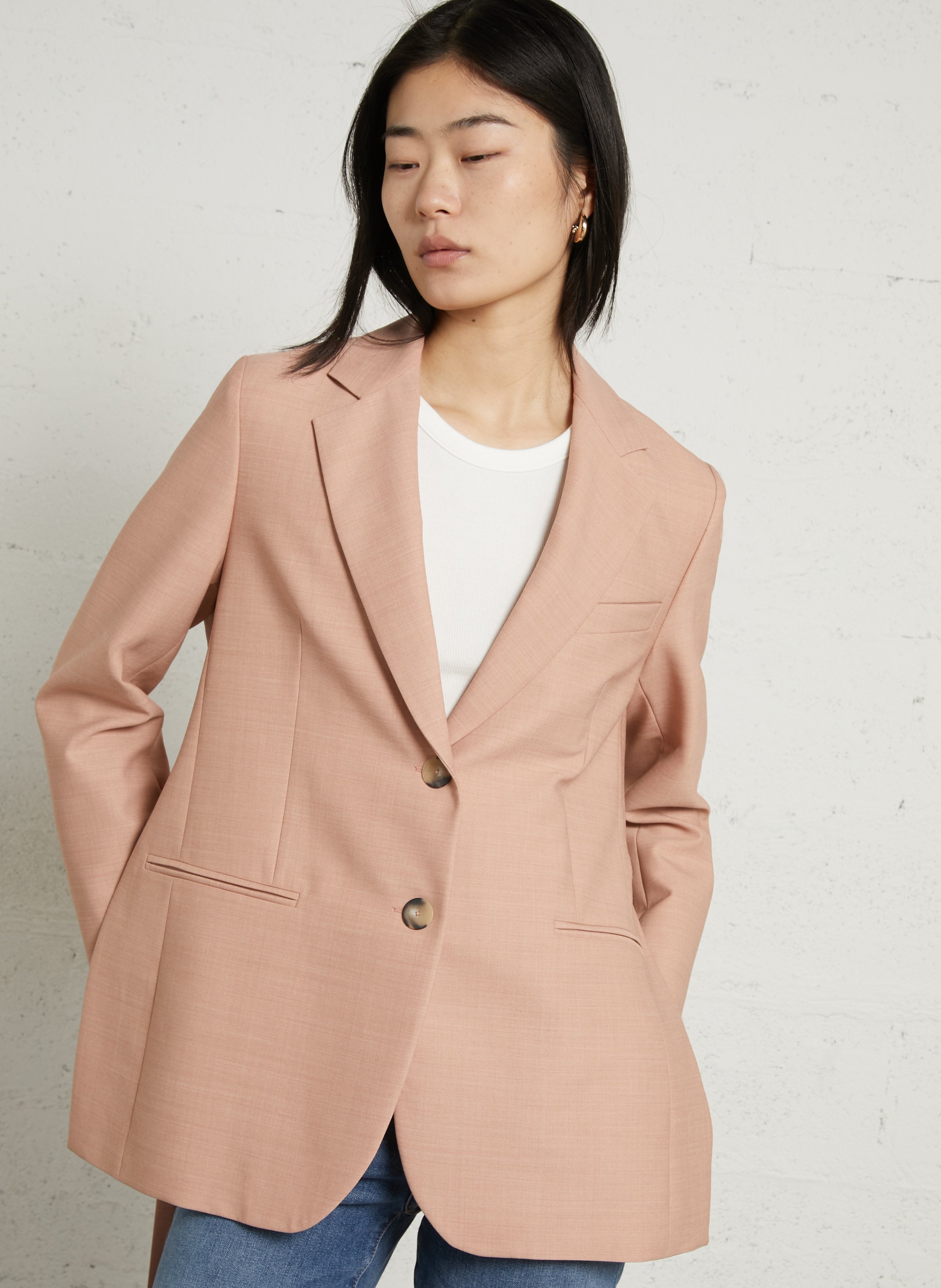 Weit geschnittene Bluse aus Wollmix mit klassischem Kragen MARGAUX LONNBERG Rosa