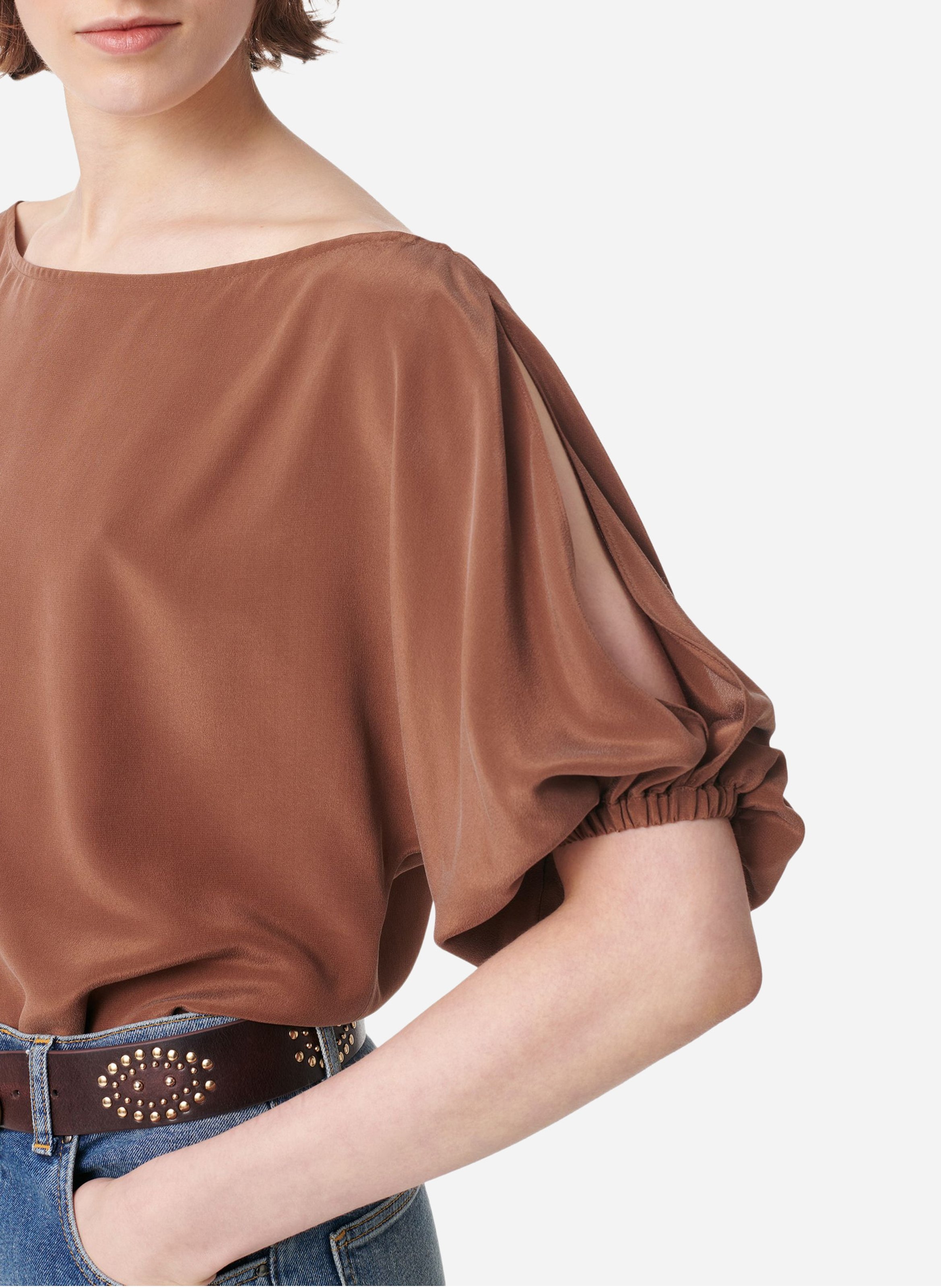 Top asymétrique manches courtes uni VANESSA BRUNO Marron