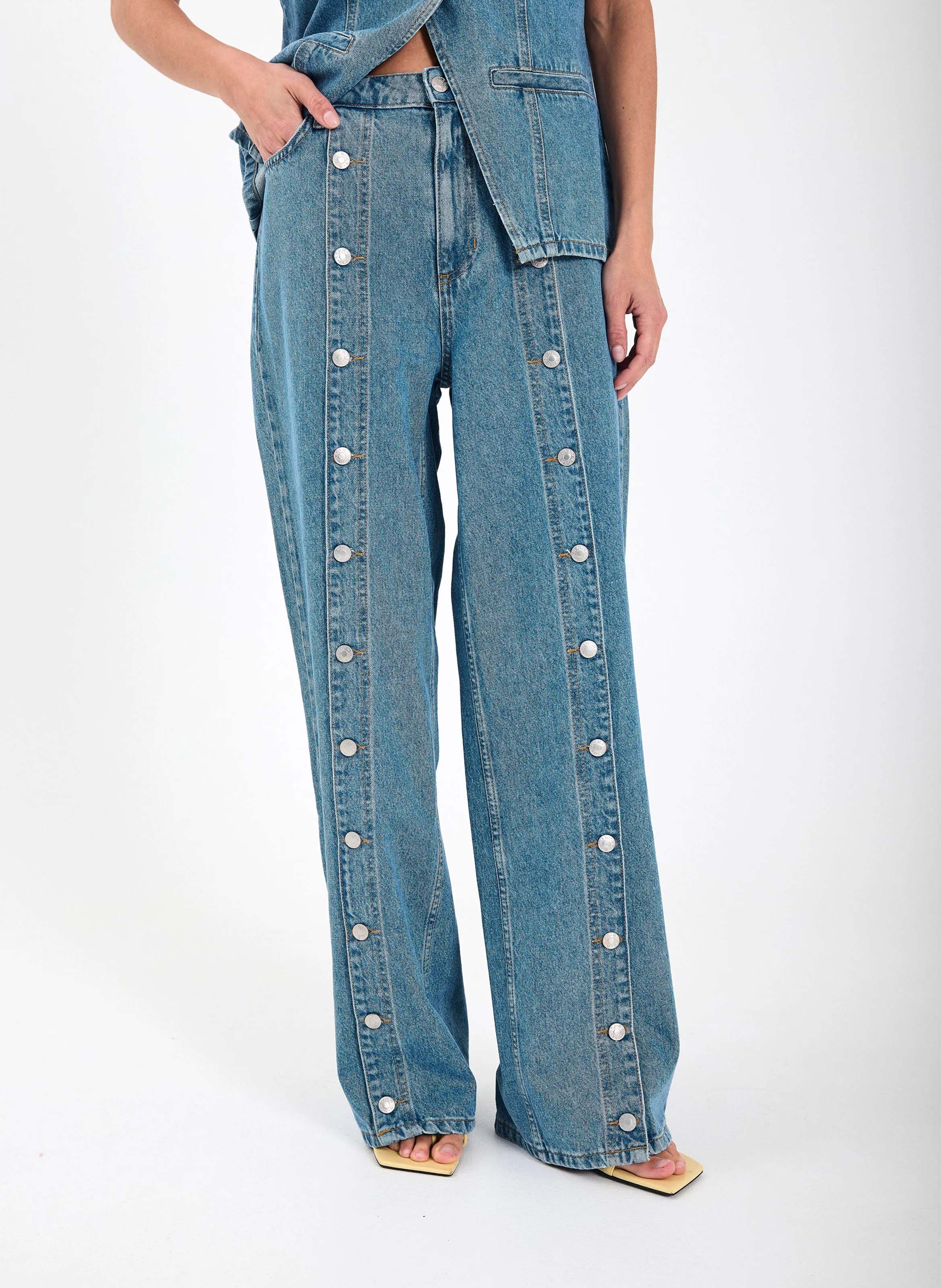 Wide leg jeans in organic cotton and cotton NORR Blue