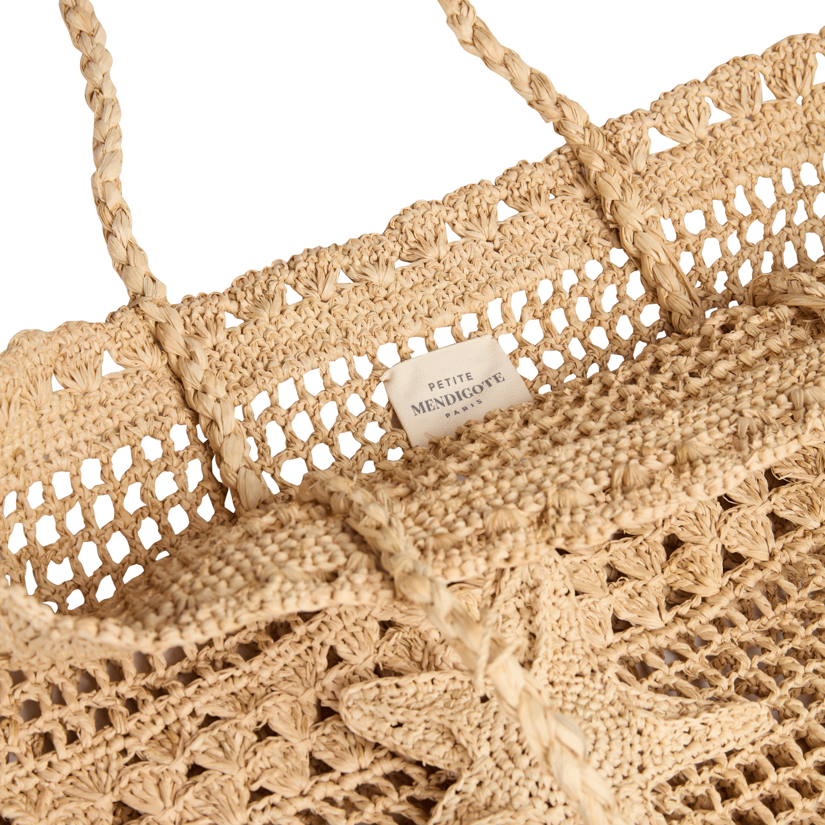 Strandtasche aus gehäkeltem Raffiabast PETITE MENDIGOTE Beige