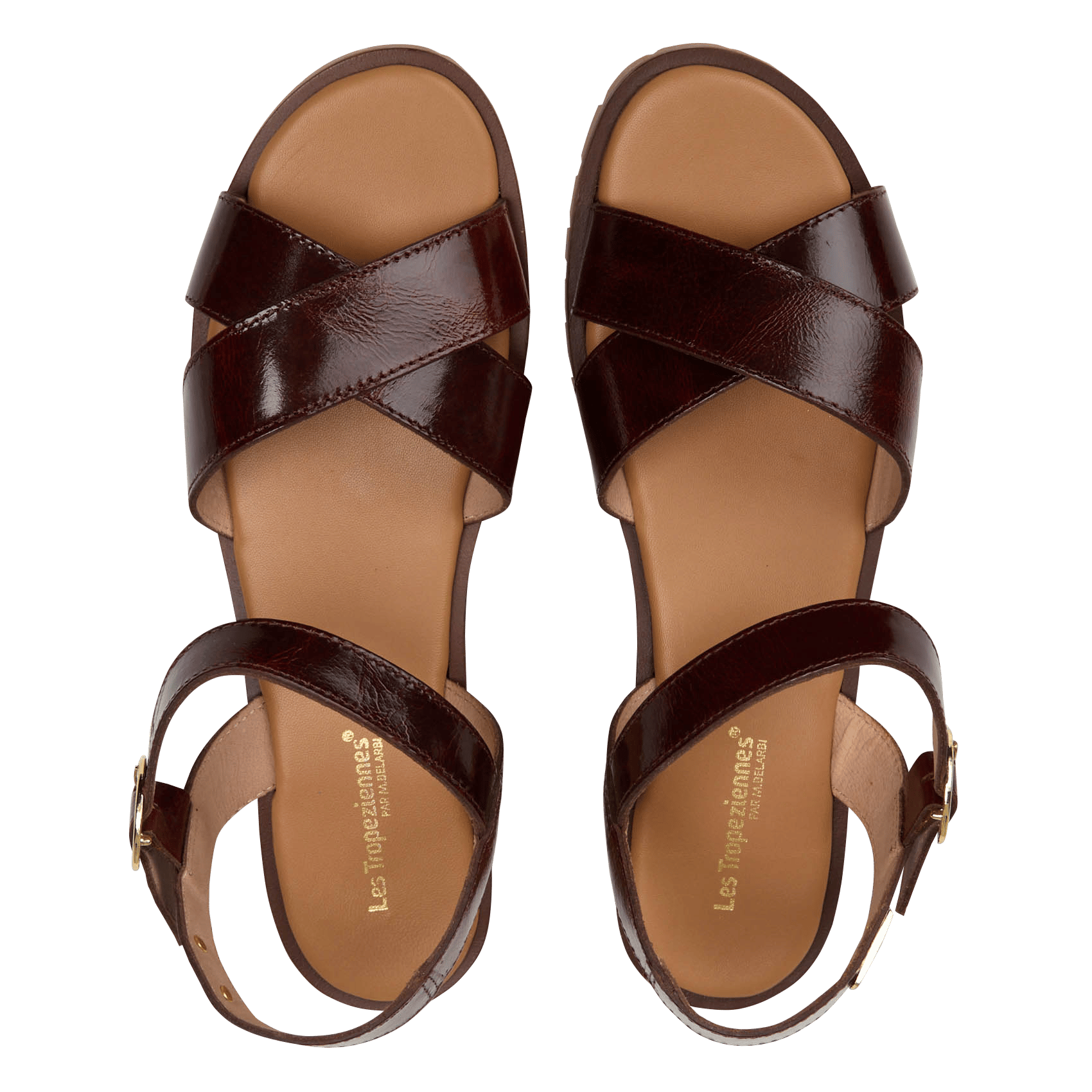 Sandales plates en cuir LES TROPEZIENNES PAR M.BELARBI Marron