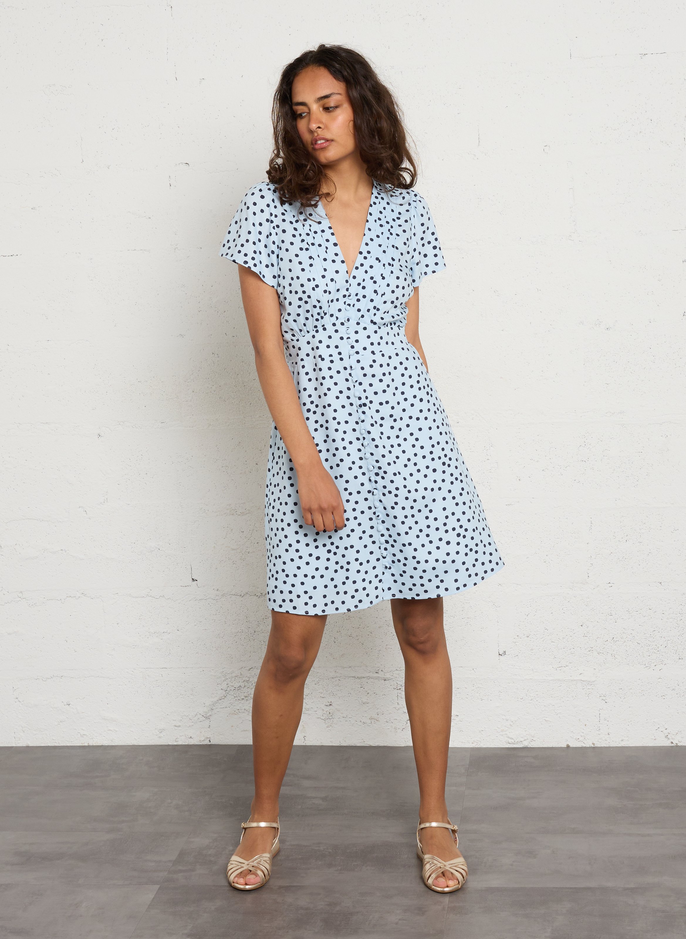 Sandales plates en cuir métallisé BOCAGE Doré