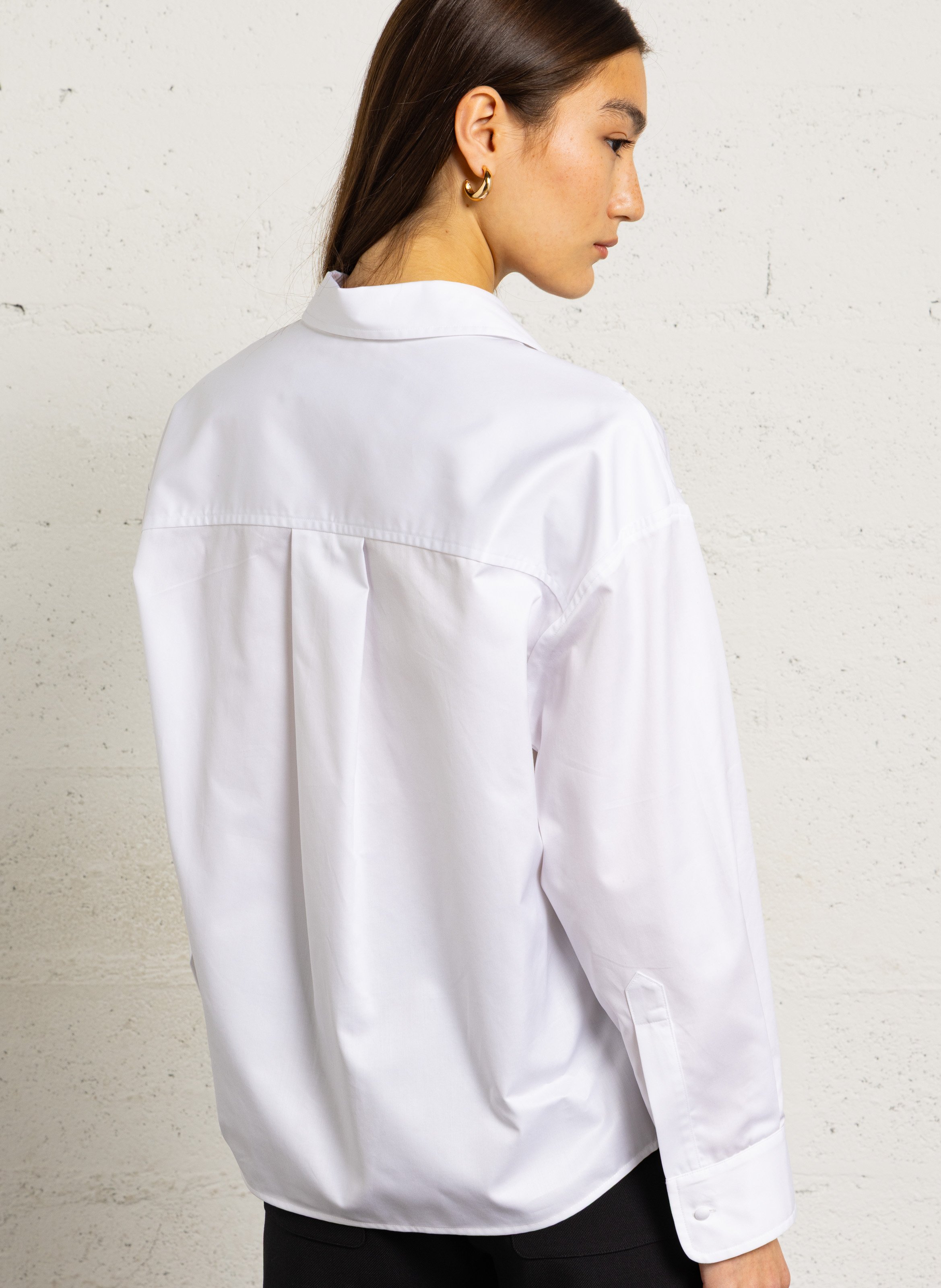 Chemise asymétrique à col drapé MARGAUX LONNBERG Blanc