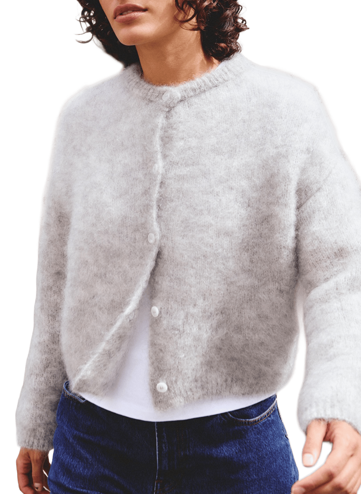 Oversized round neck mohair blend vest SURPRISE