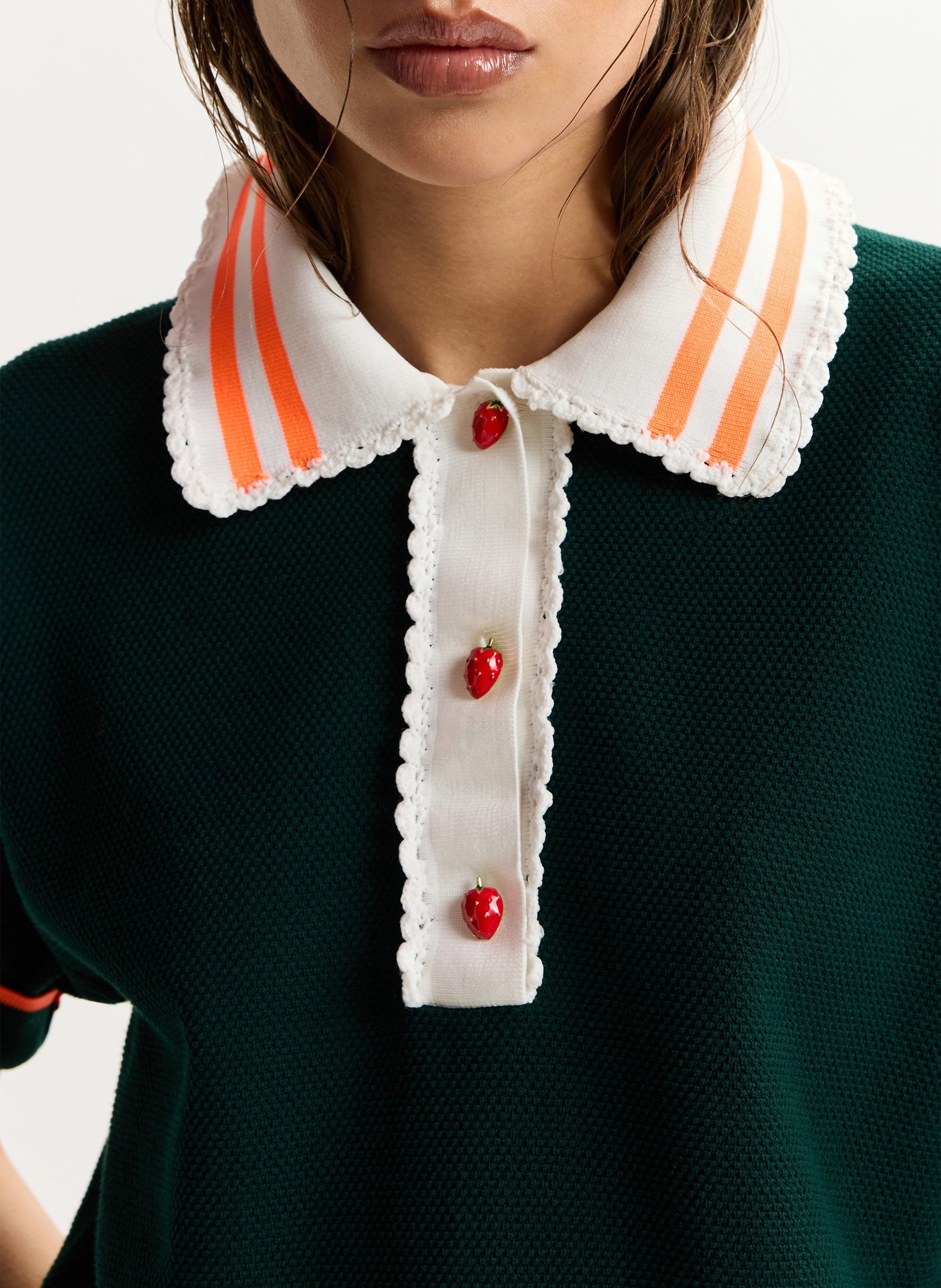 Gerade geschnittenes Poloshirt aus Strick | Grun ESSENTIEL ANTWERP Damen