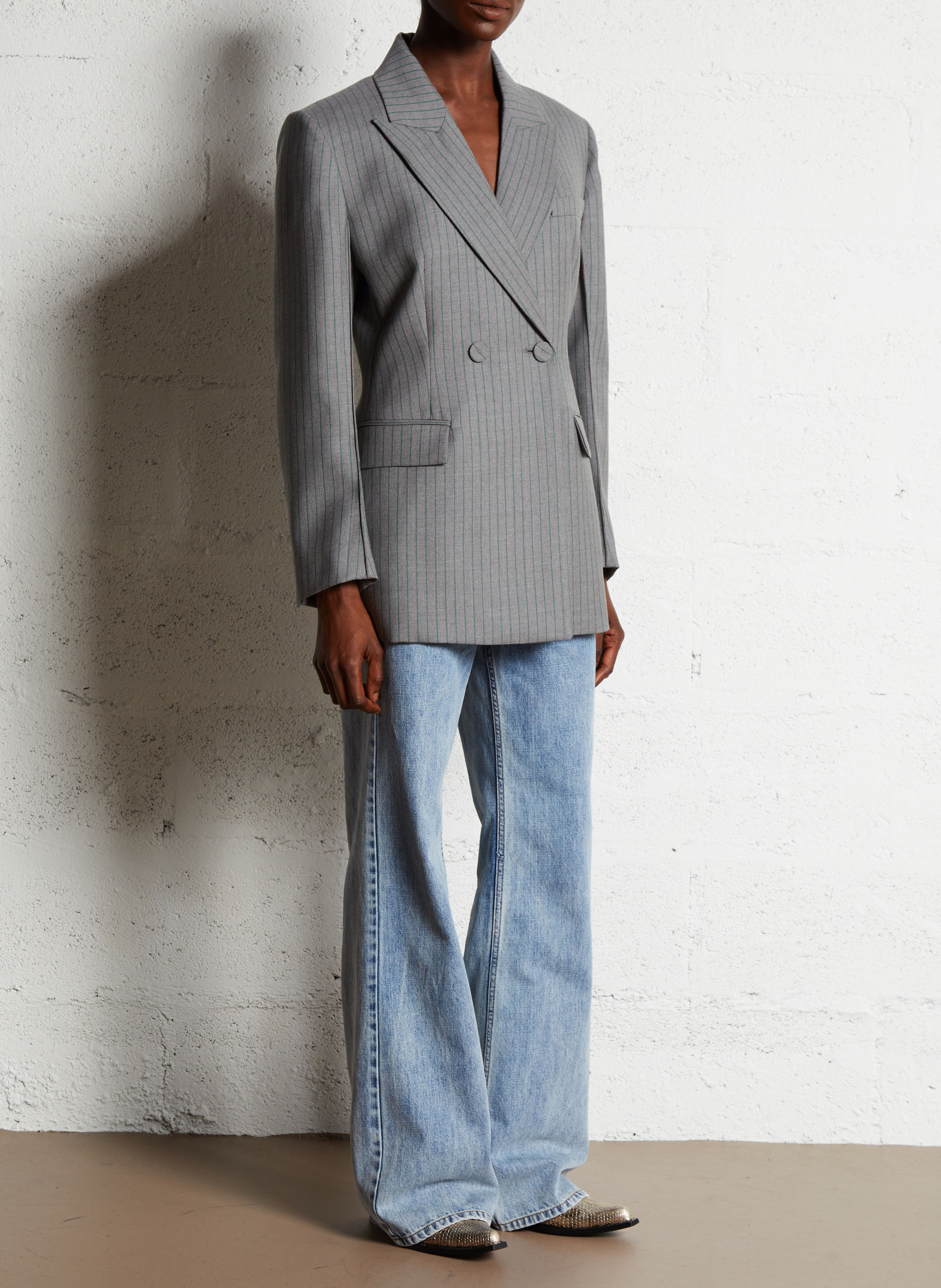 Katoenen flared jeans met verwassen effect MARGAUX LONNBERG Blauw