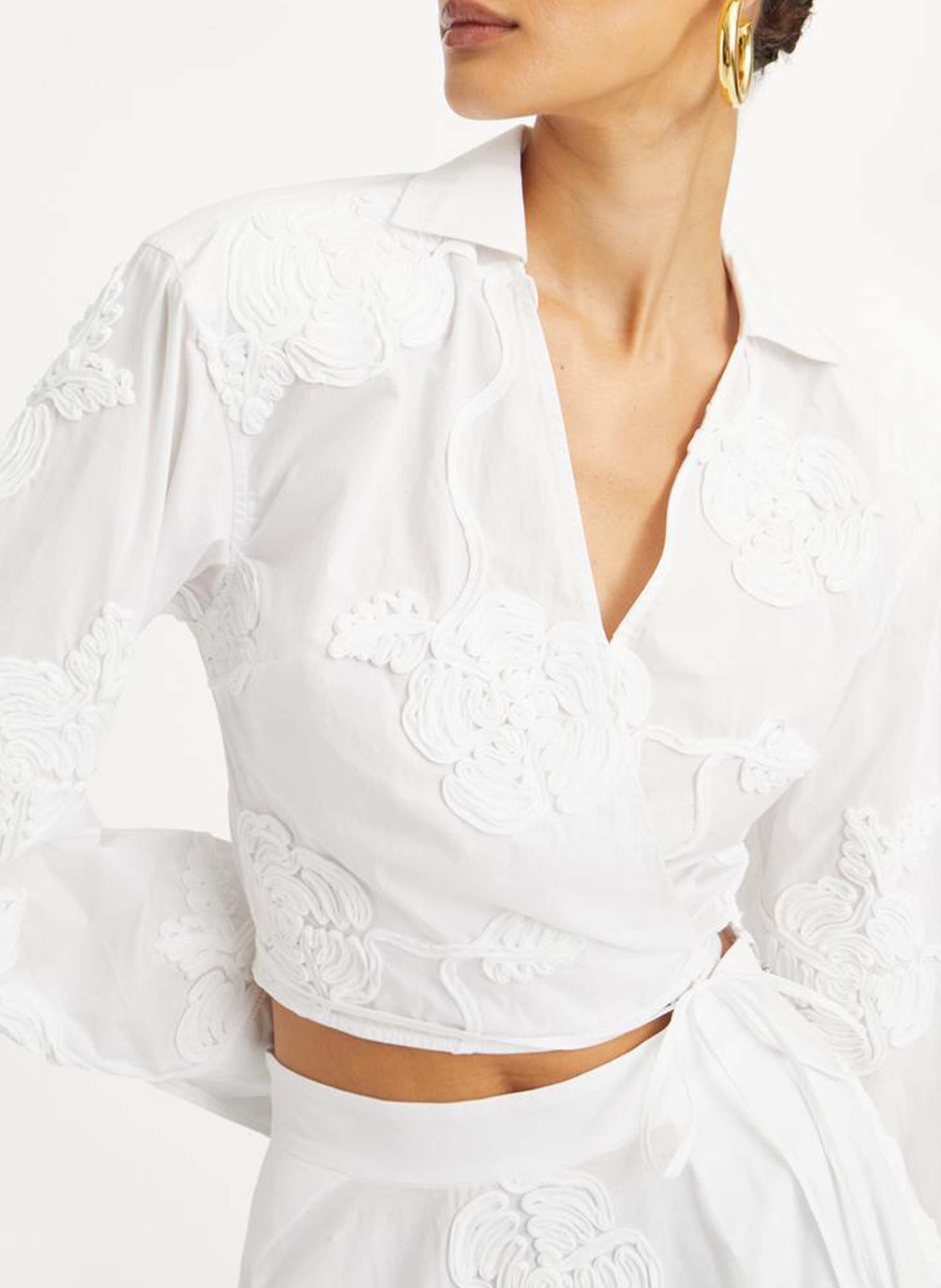 Chemise col classique en coton bio ROTATE Blanc
