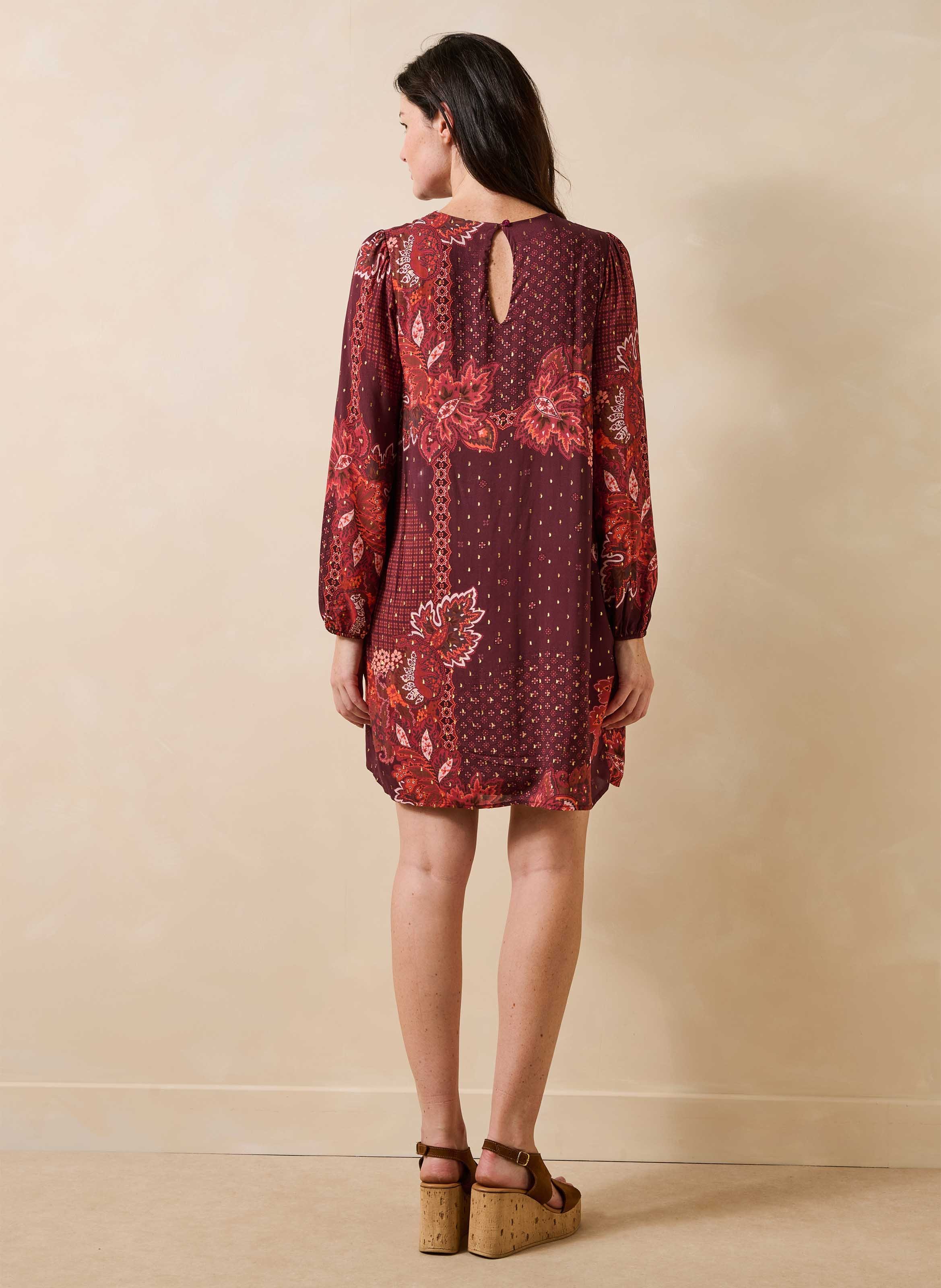 Robe droite courte à imprimé LA FEE MARABOUTEE Rouge