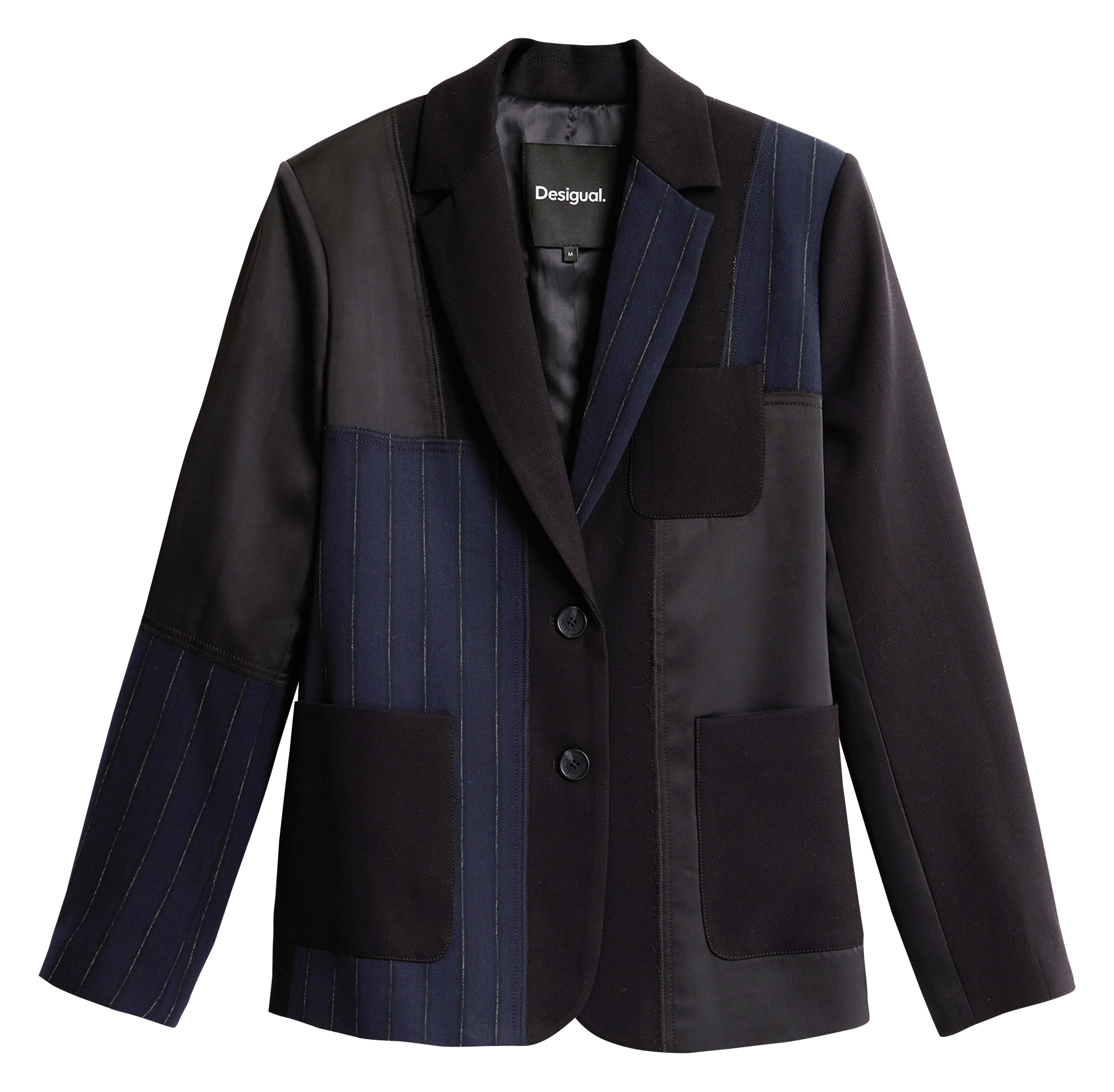 Veste col tailleur effet patchwork DESIGUAL Bleu