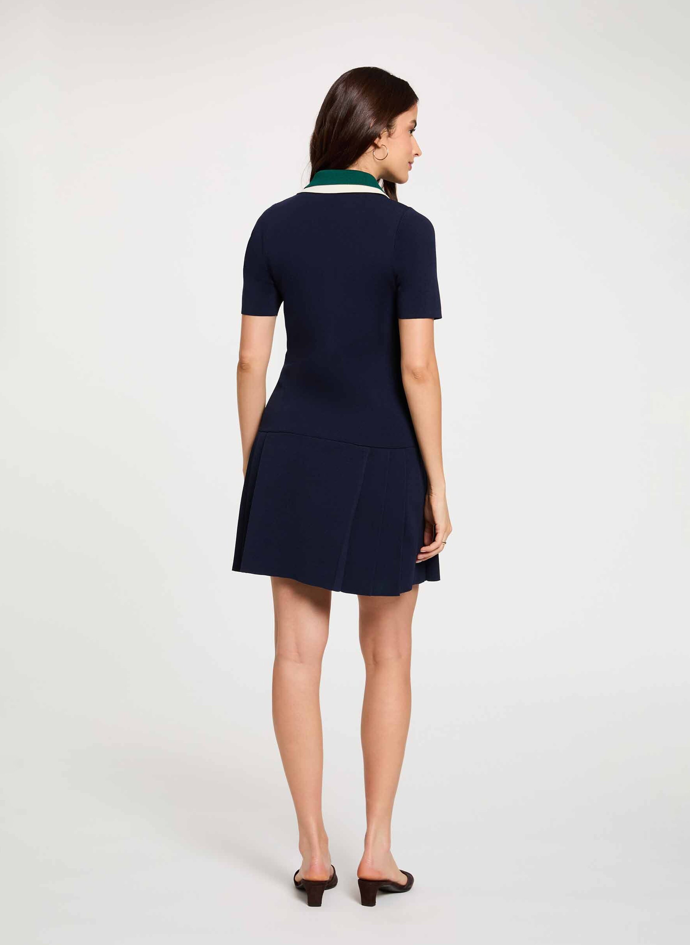 Robe courte évasée col polo MORGAN Bleu