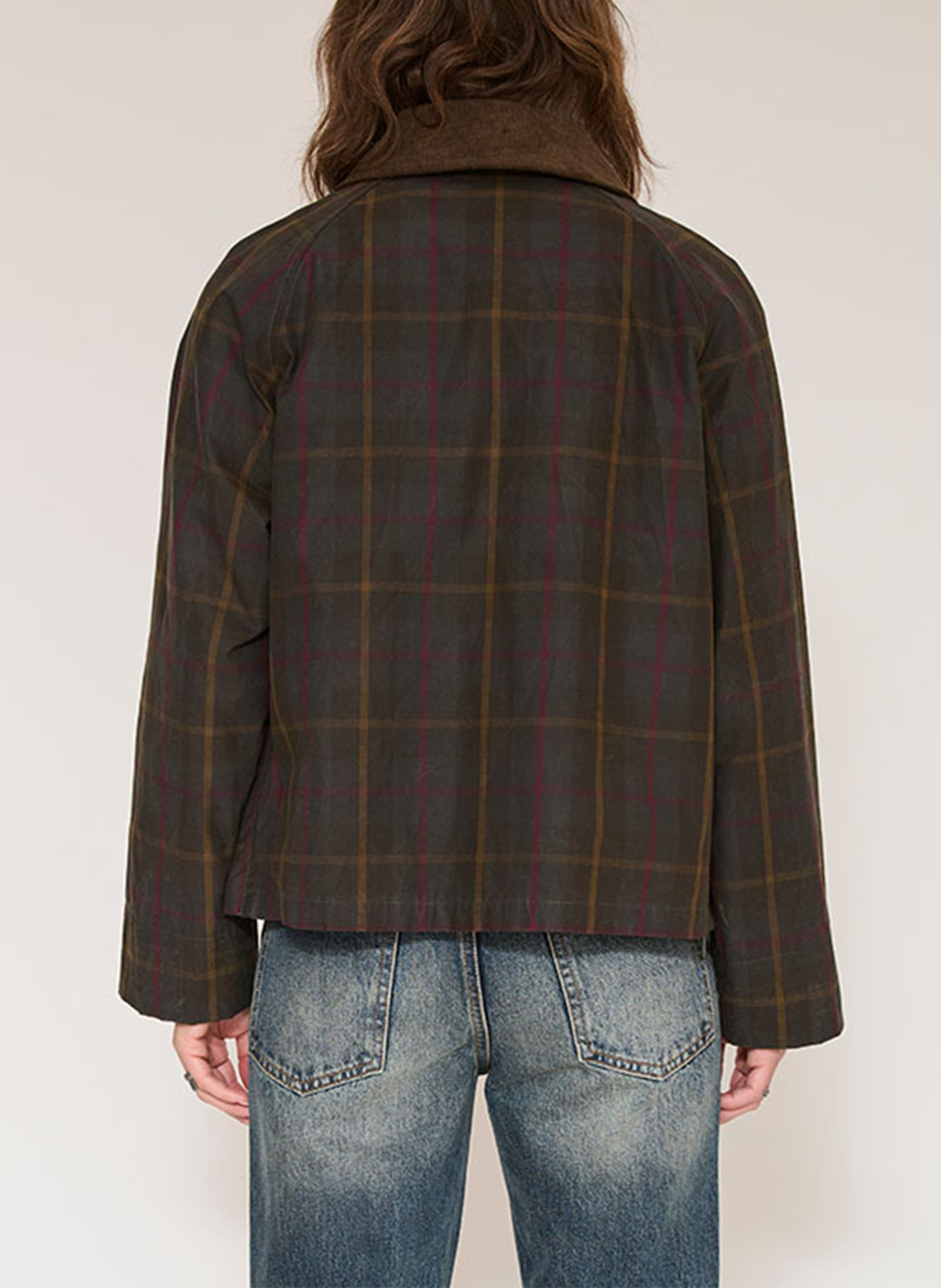 Veste droite col classique à carreaux en coton MKT Multicolore