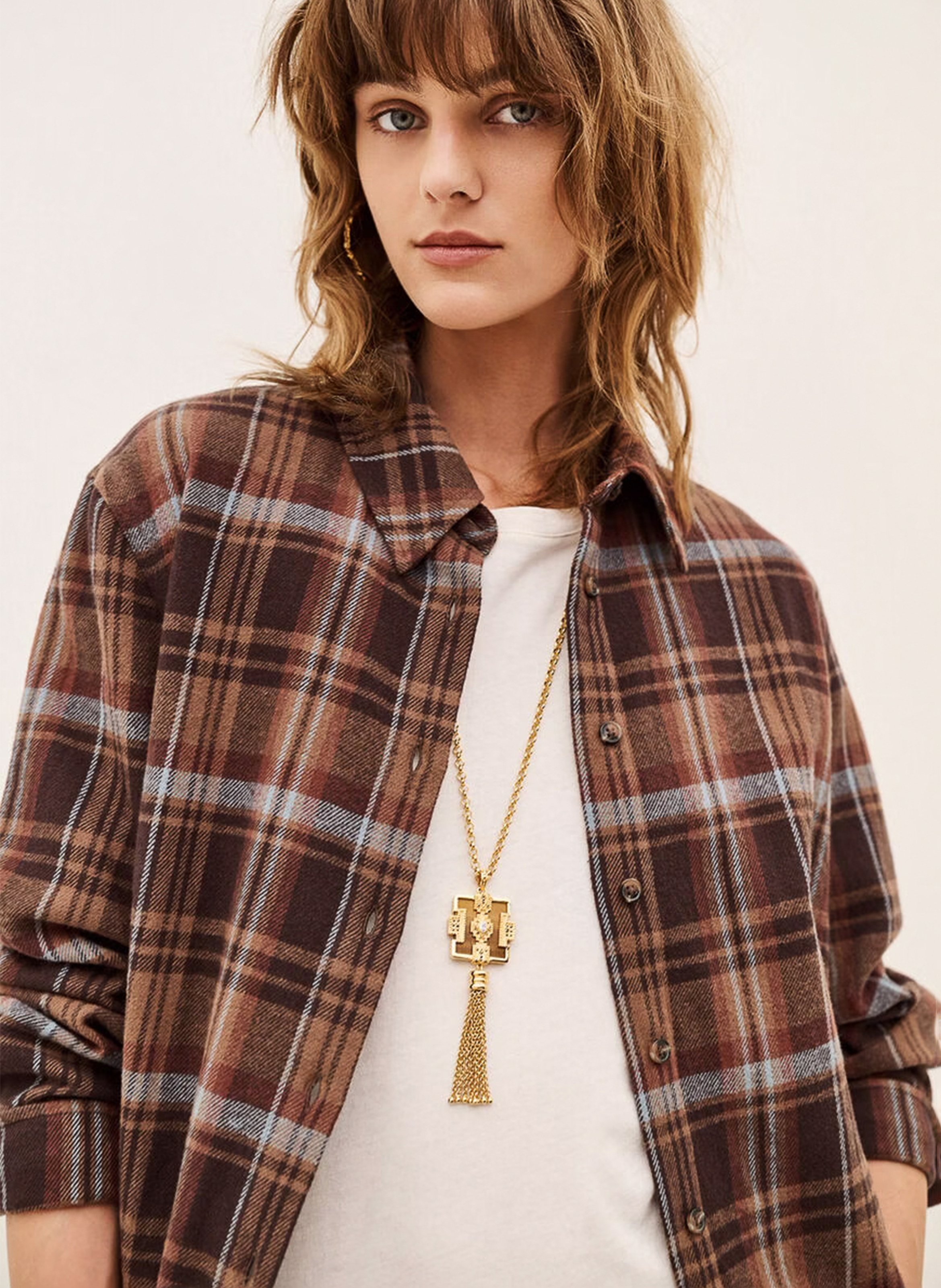 Chemise droite à carreaux en coton BA&SH Marron