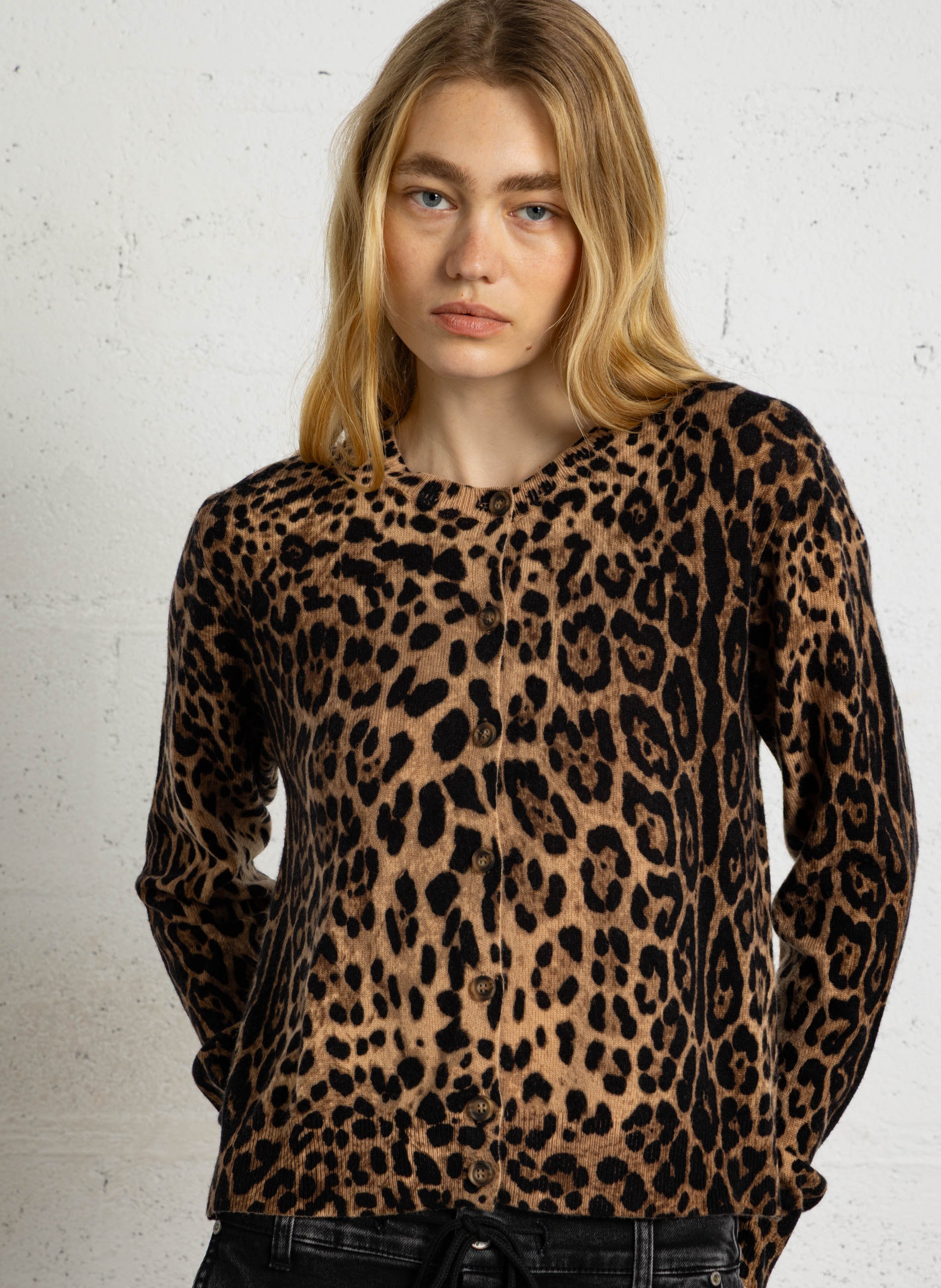 Animal-print wool cardigan PLEASE Multicolored