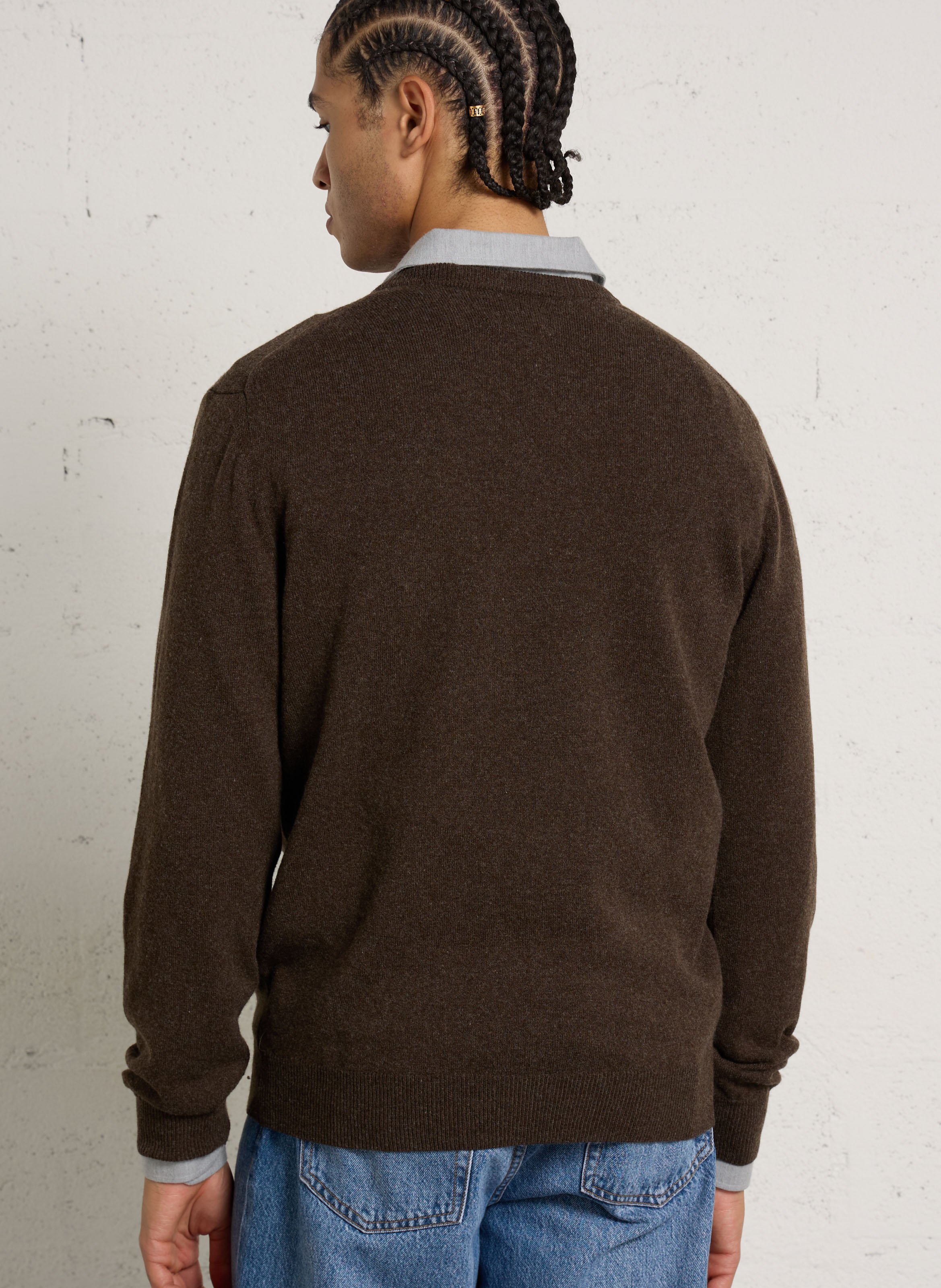 Pull col V en laine GANT Marron