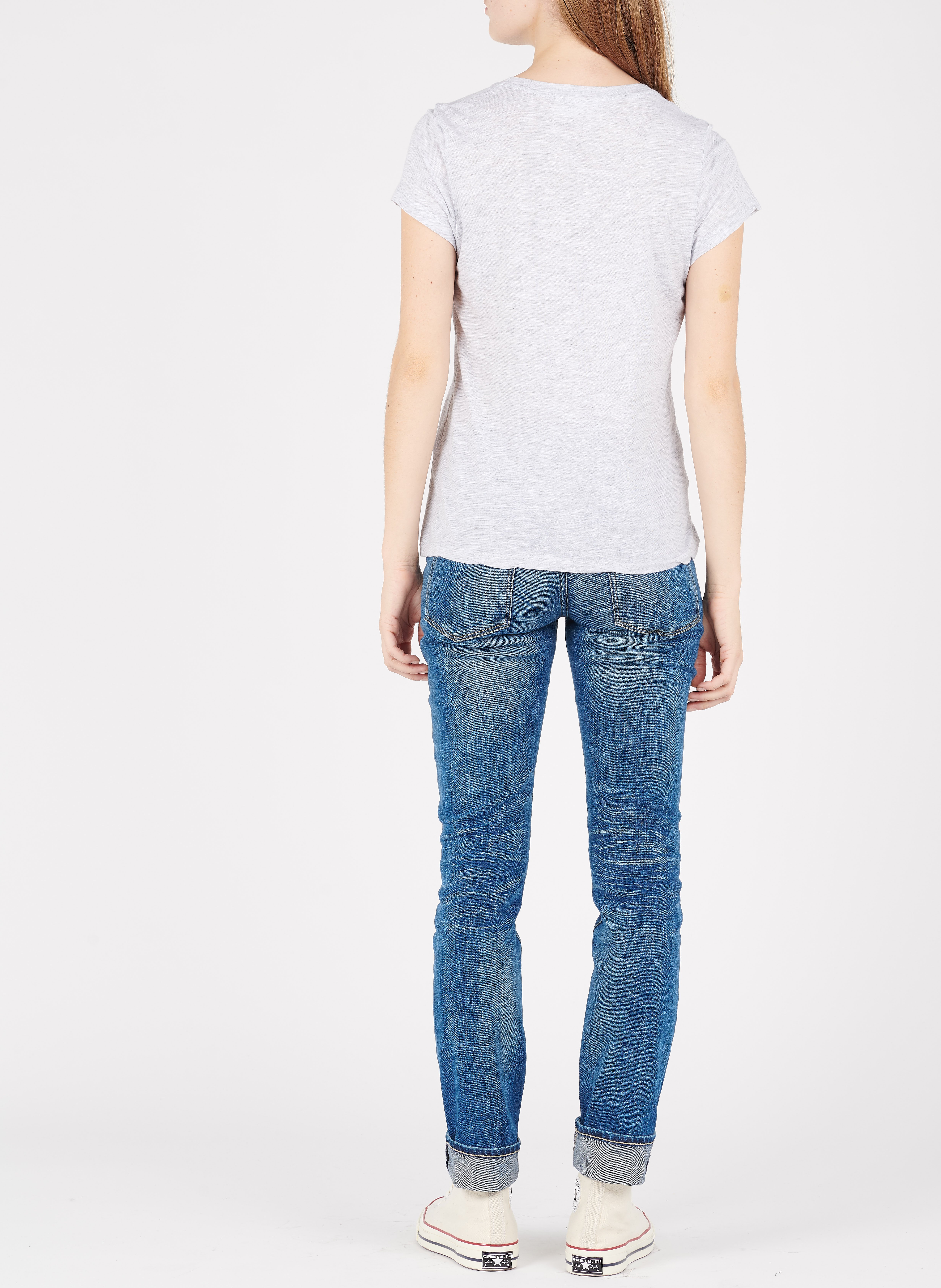 Round-neck cotton-blend T-shirt Grey