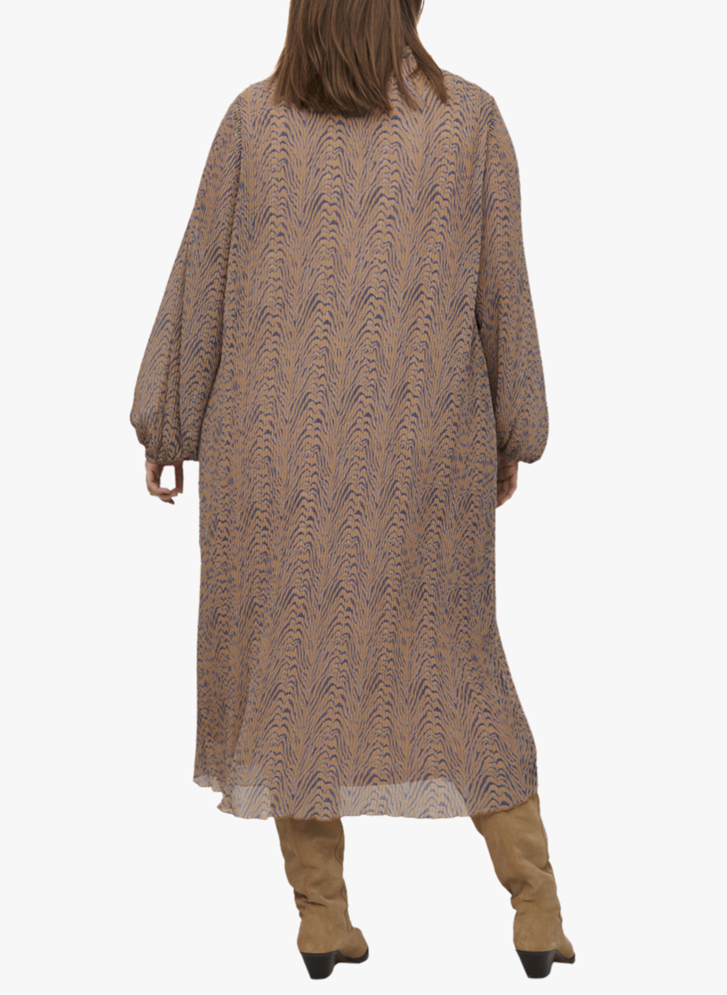 Robe midi col V imprimée EVOKED Marron