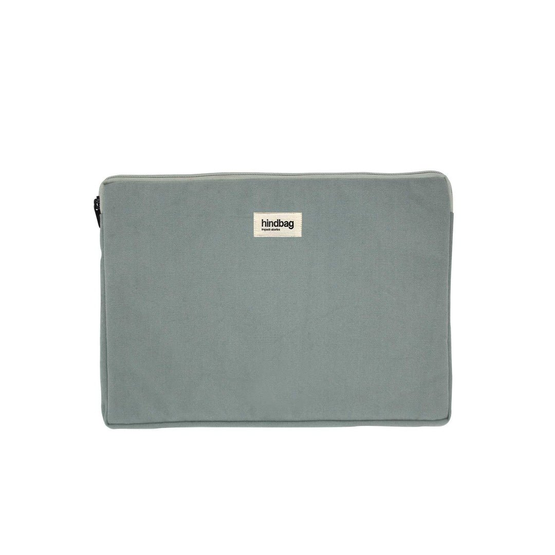 Cotton laptop sleeve with shock-absorbing foam HINDBAG Green
