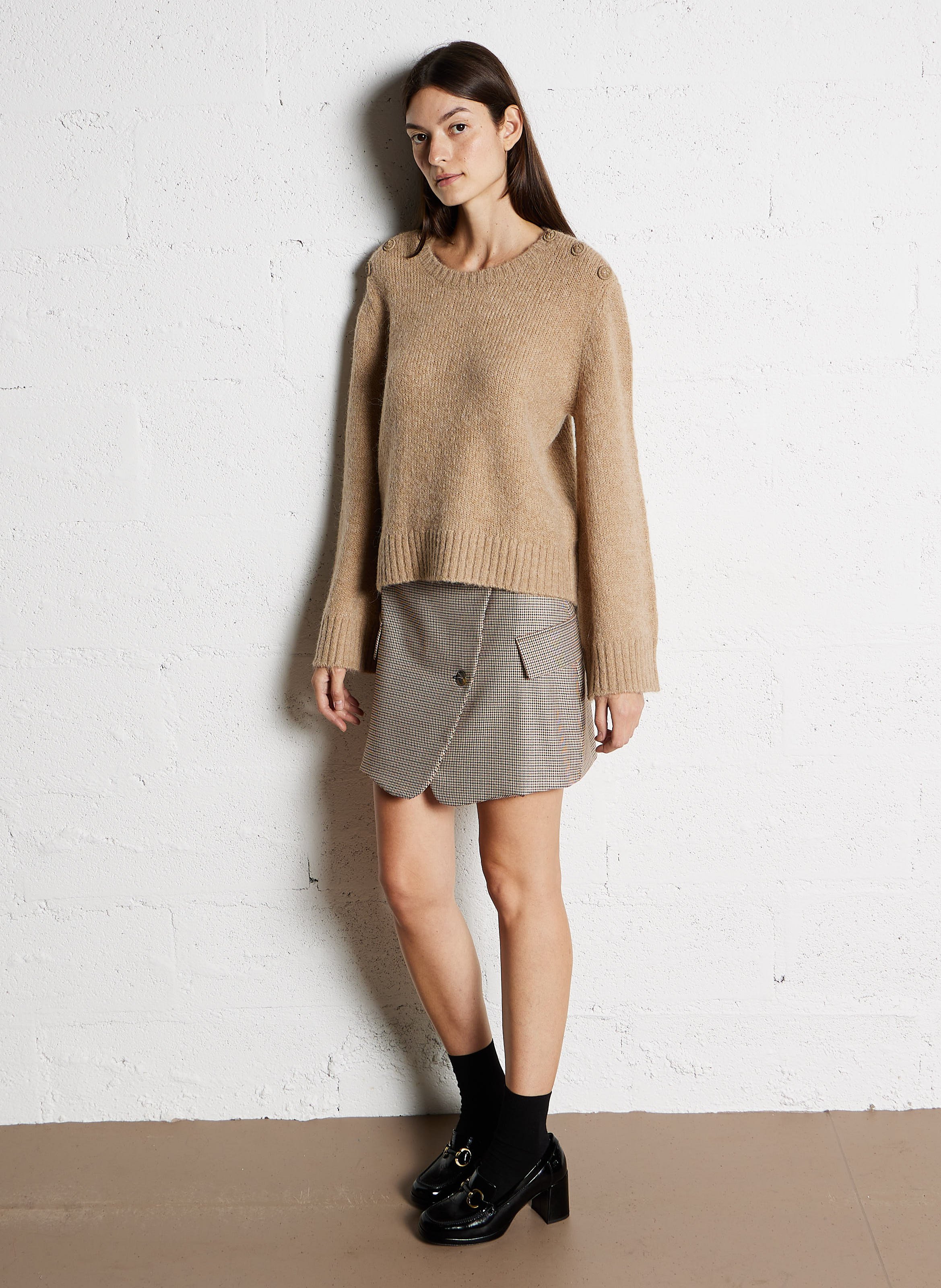 Short skirt in houndstooth jacquard fabric IMPERIAL Beige