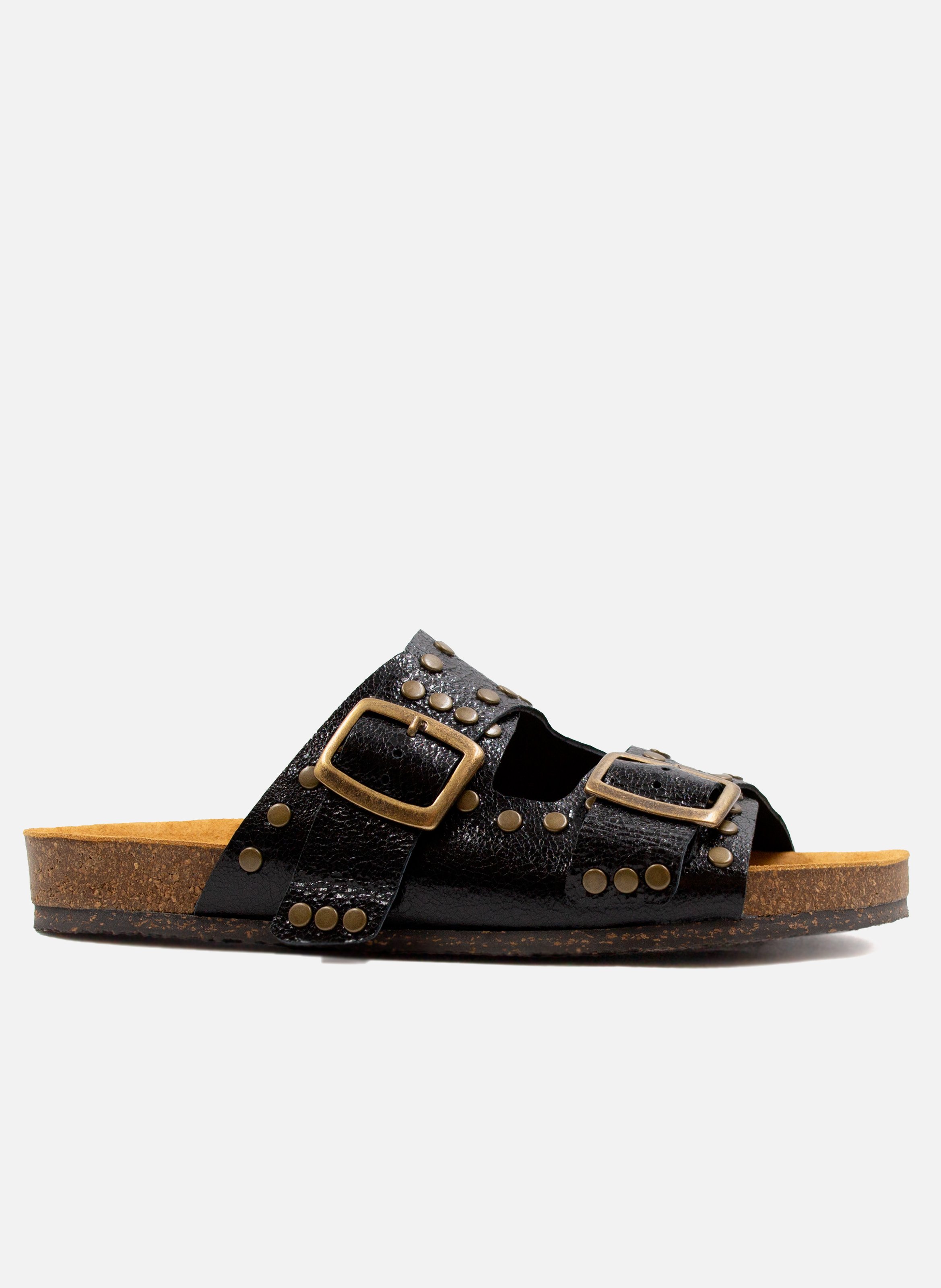 Metallic leather cork Mules with studs JULES & JENN