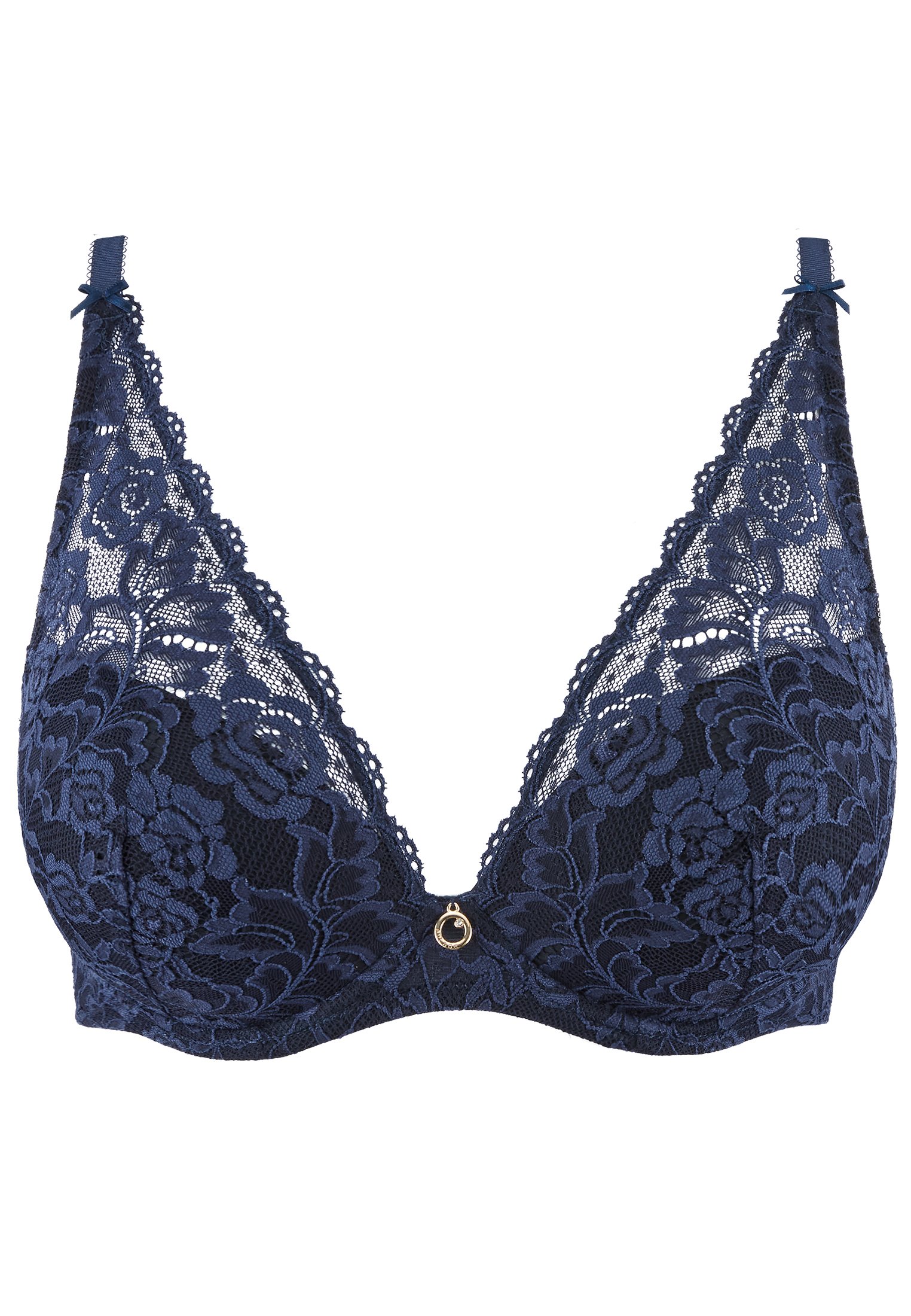 La Reine de la Nuit lyrical black scarf-style plunge bra AUBADE Blue