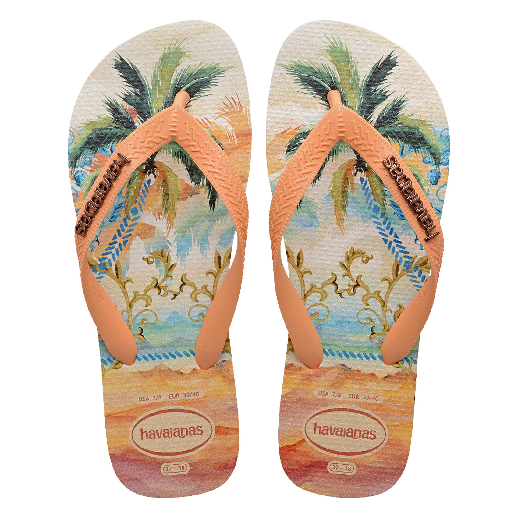 Slim flip-Flops with printed soles Orange Havaianas Women