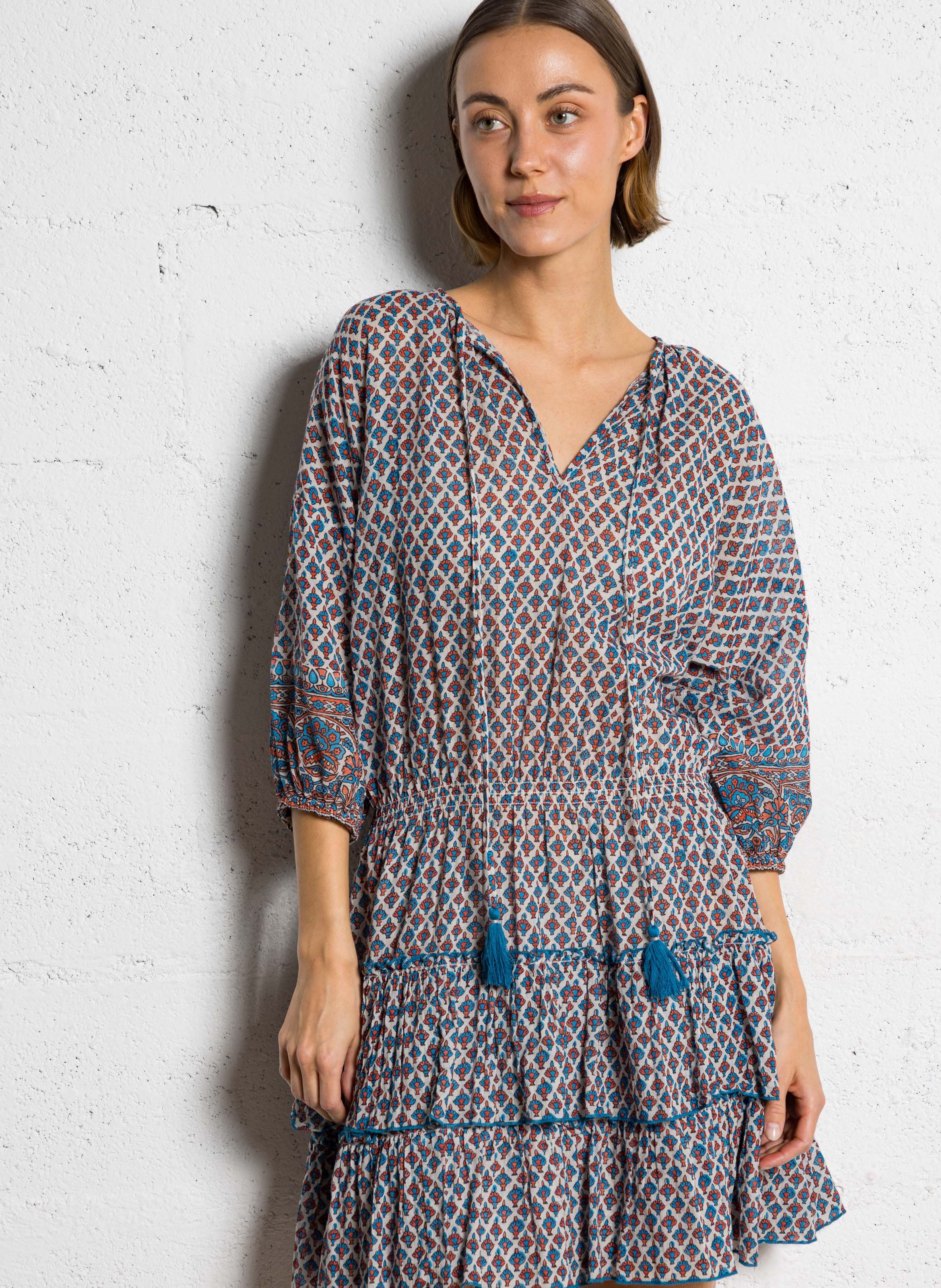 Robe courte cintrée en coton M.A.B.E Orange