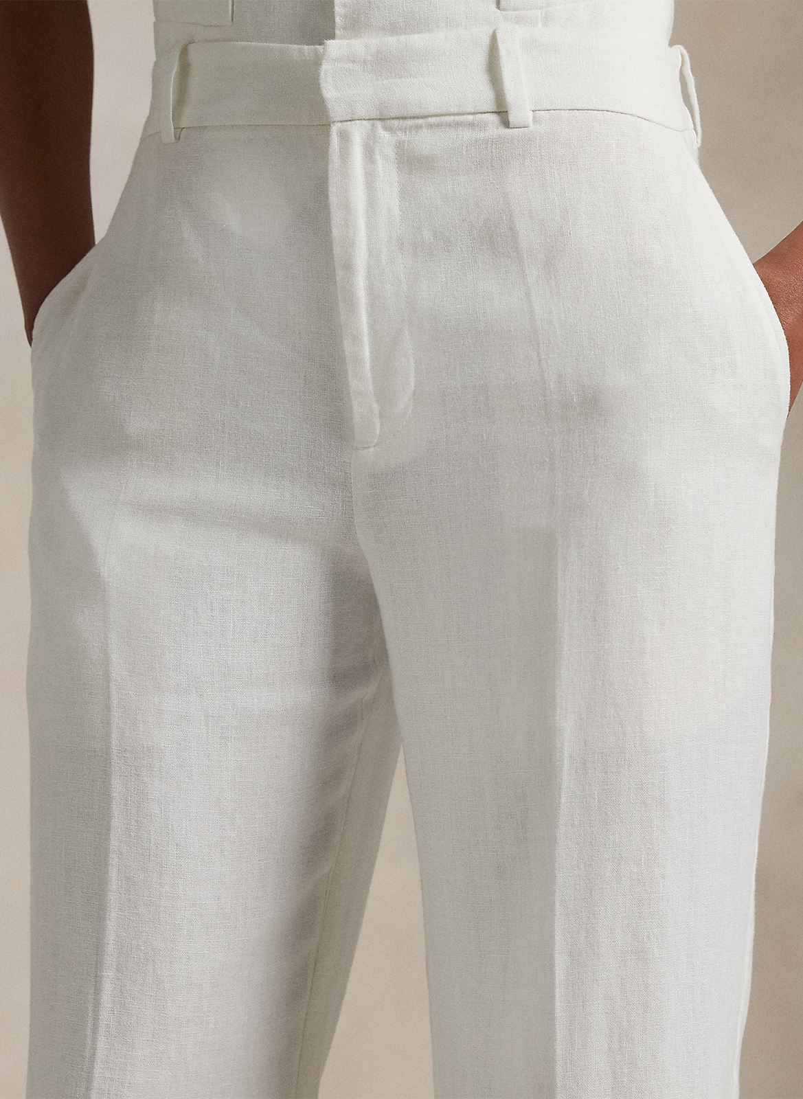 Pantalon large en lin POLO RALPH LAUREN Blanc