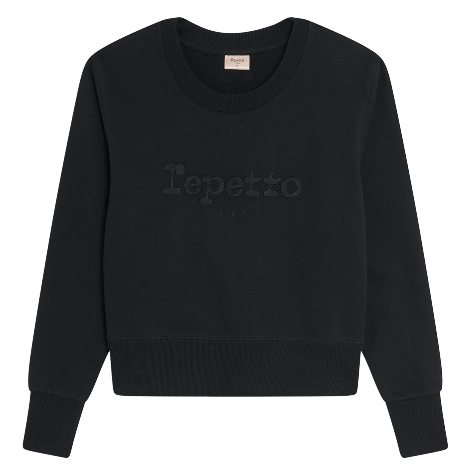 Katoenen sweater met ronde hals en logo REPETTO Zwart