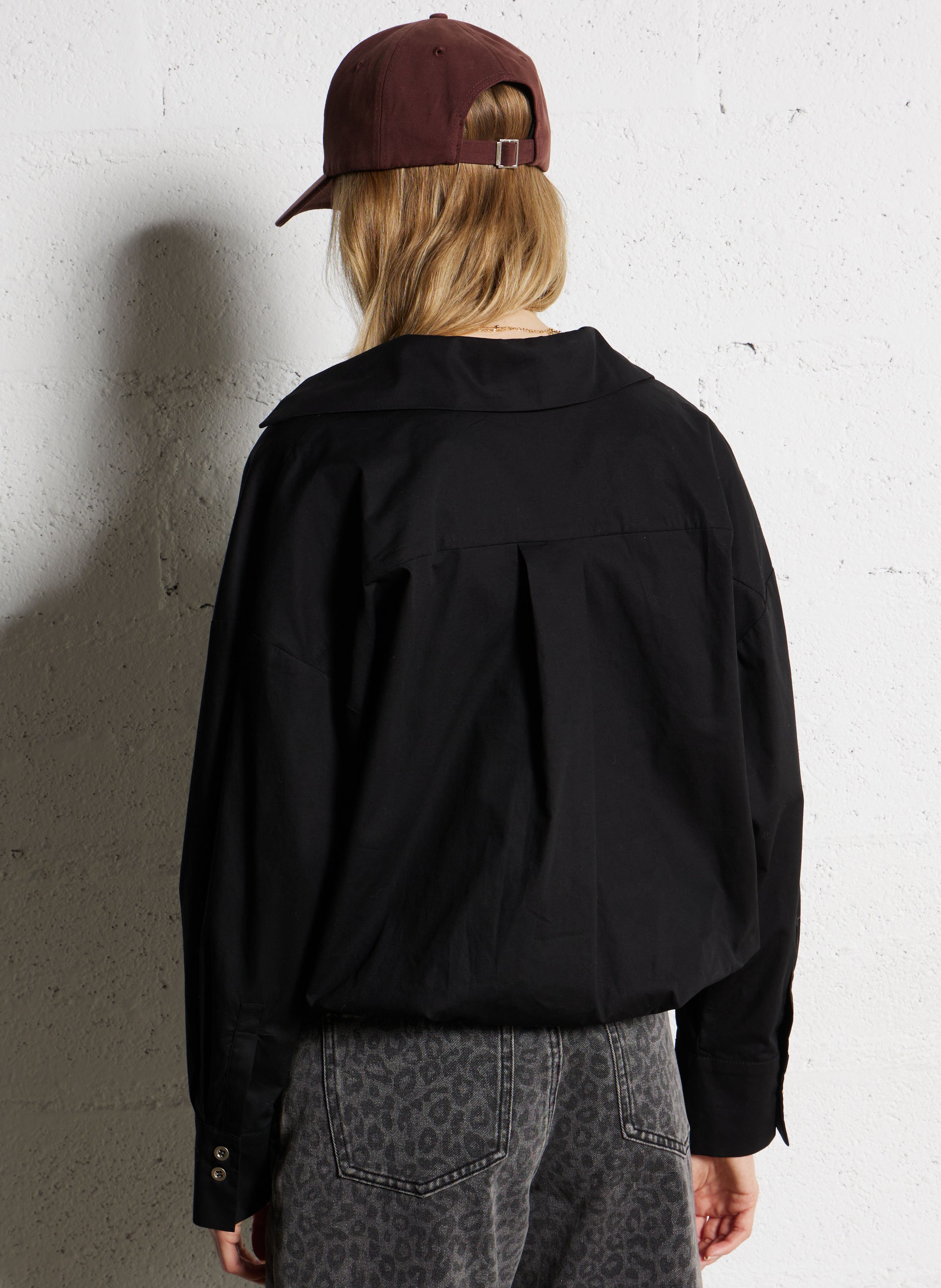 Organic cotton blouse with classic collar SUNCOO Black