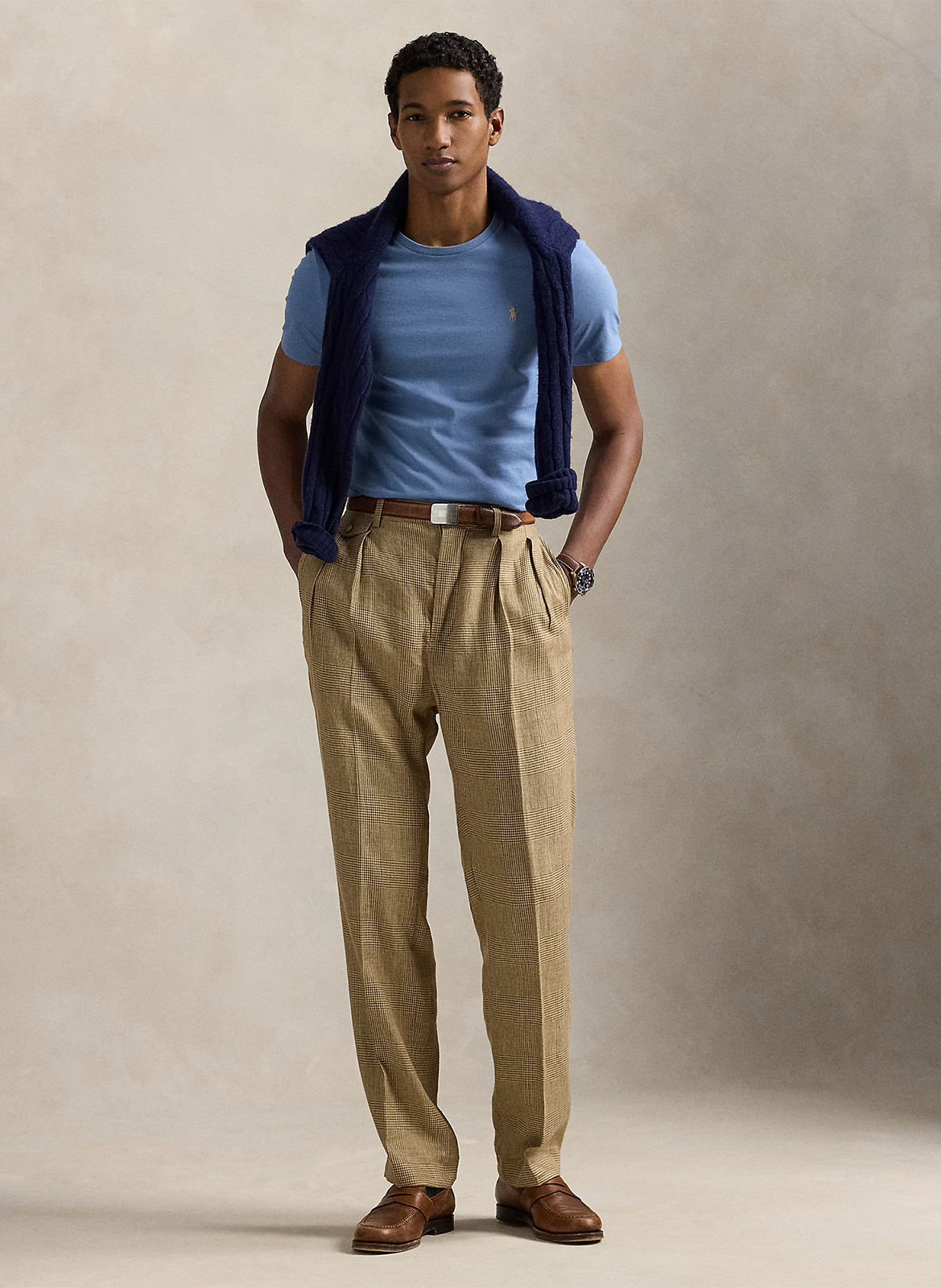 Tee-shirt col rond slim-fit en coton POLO RALPH LAUREN Bleu