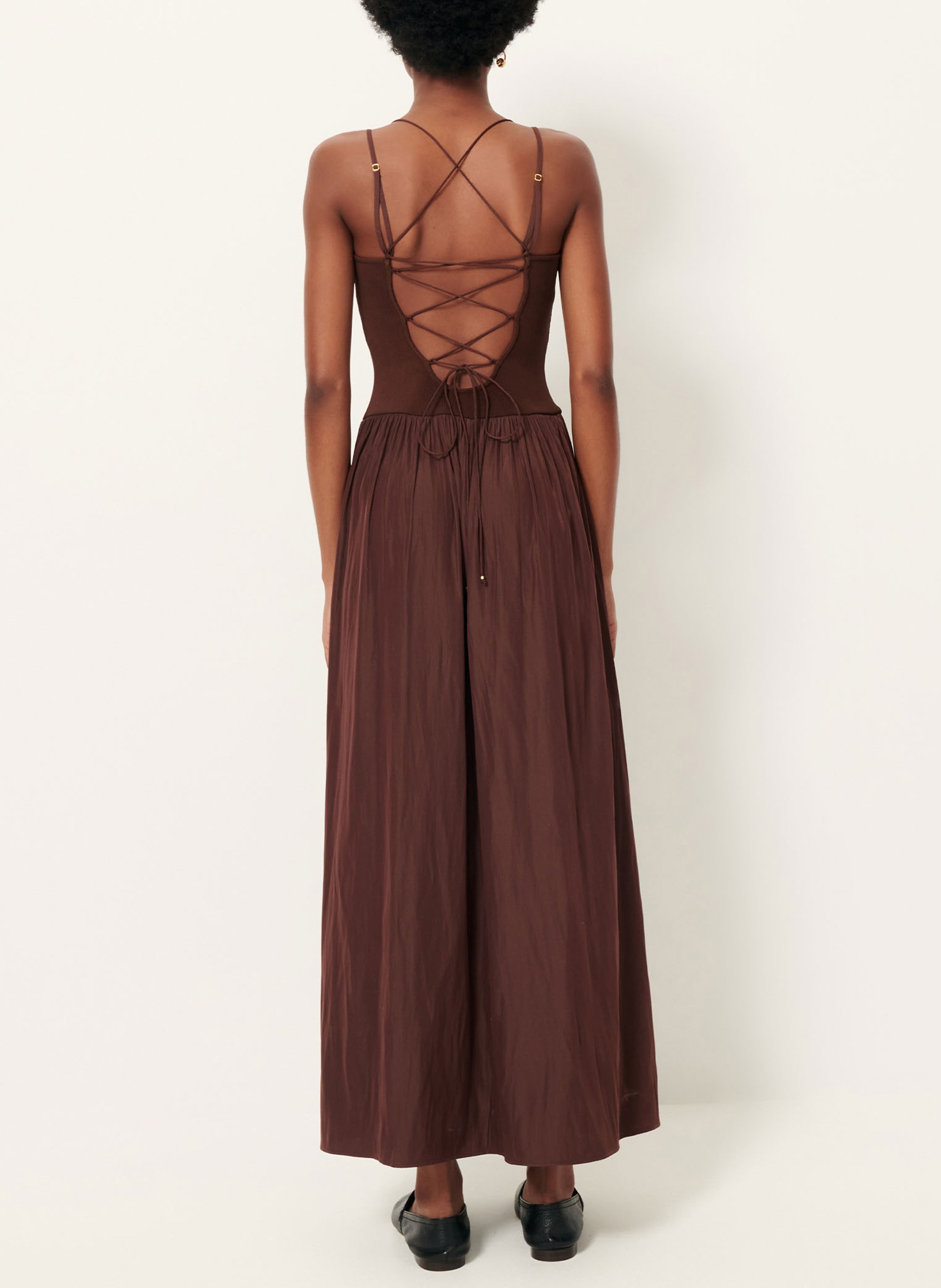Robe longue col rond SESSUN Marron