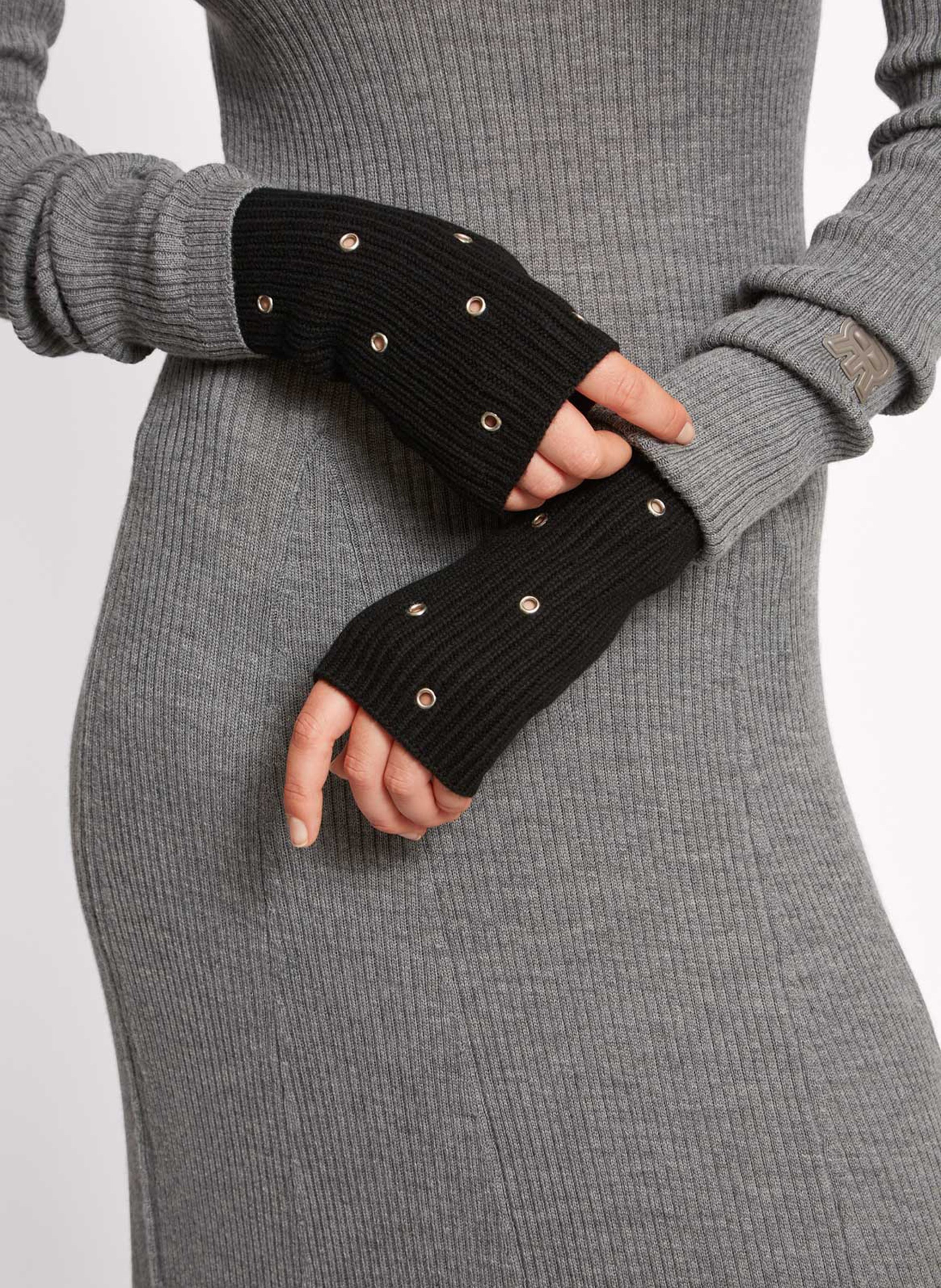 Mitaines à œillets en laine et cachemire ROSEANNA Bleu