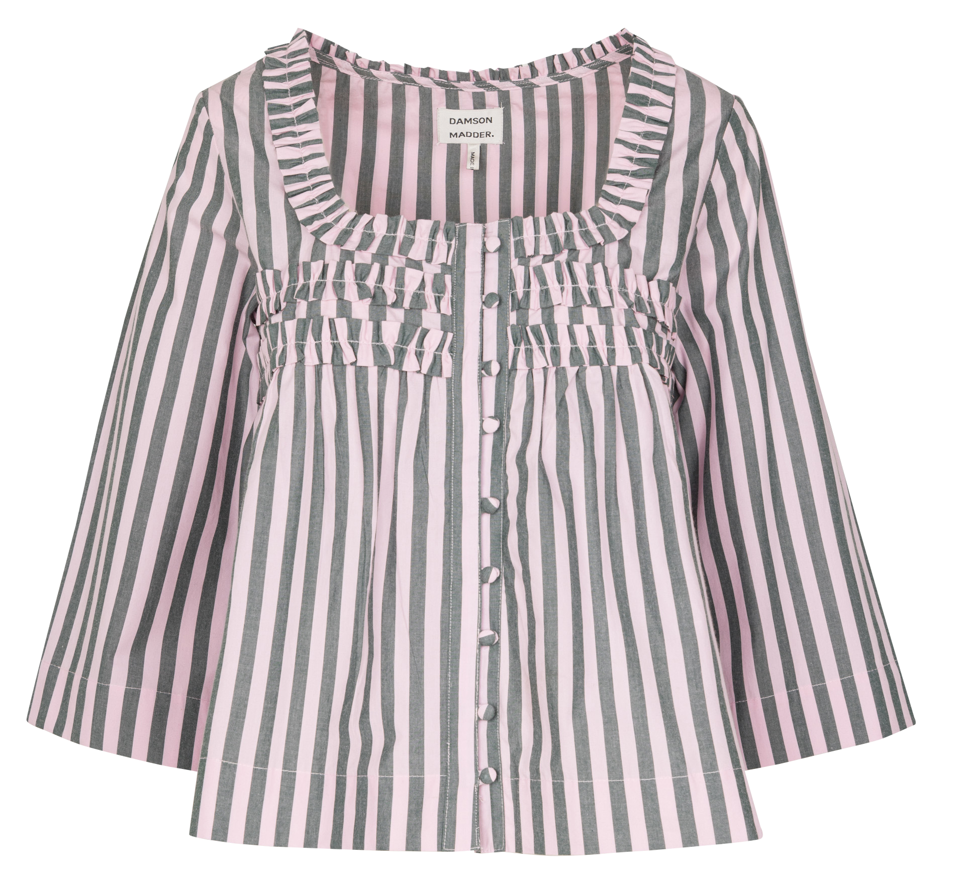 Blouse col carré rayée en coton bio DAMSON MADDER Multicolore