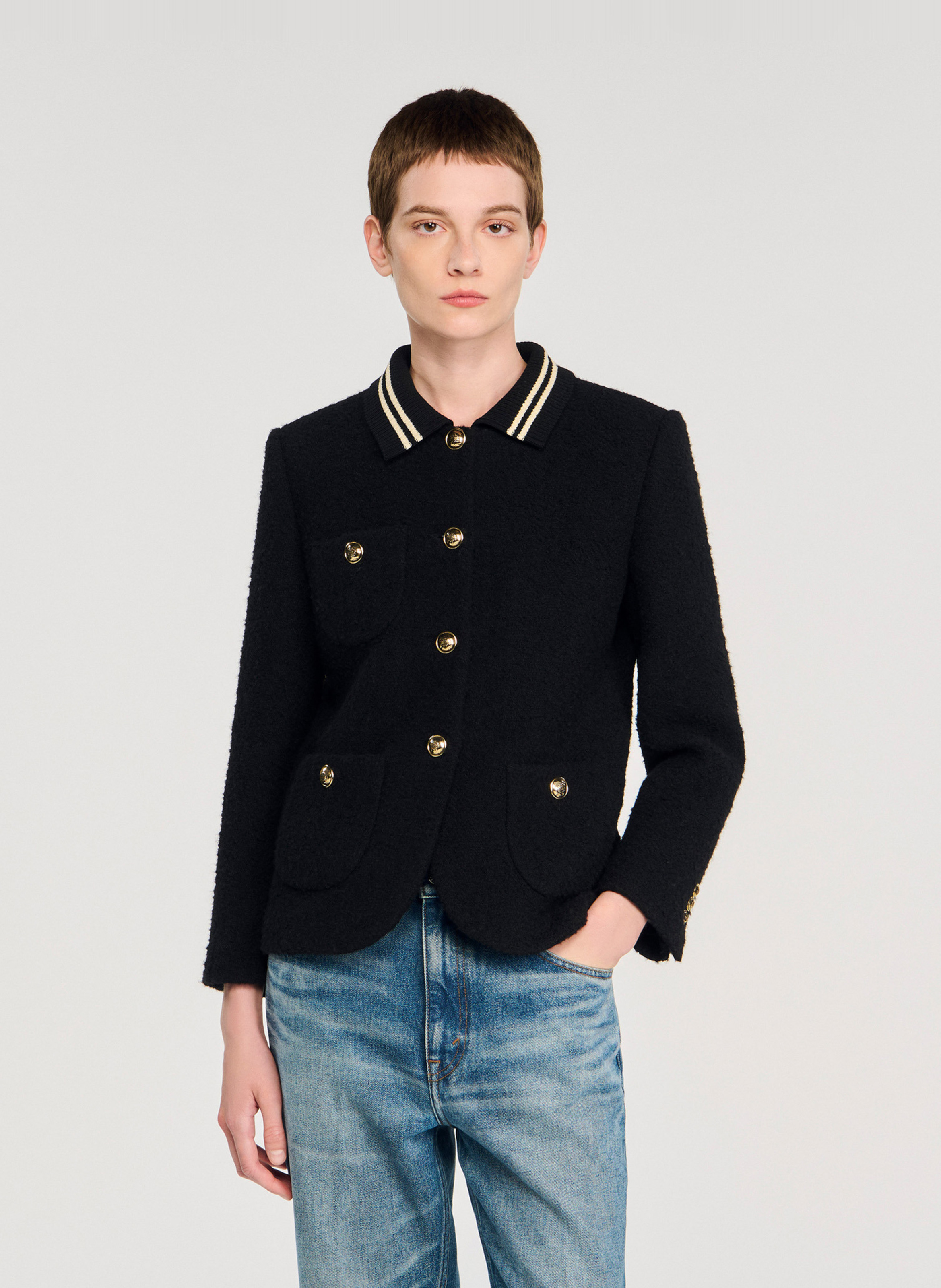 Veste de tailleur à col chemise SANDRO Noir