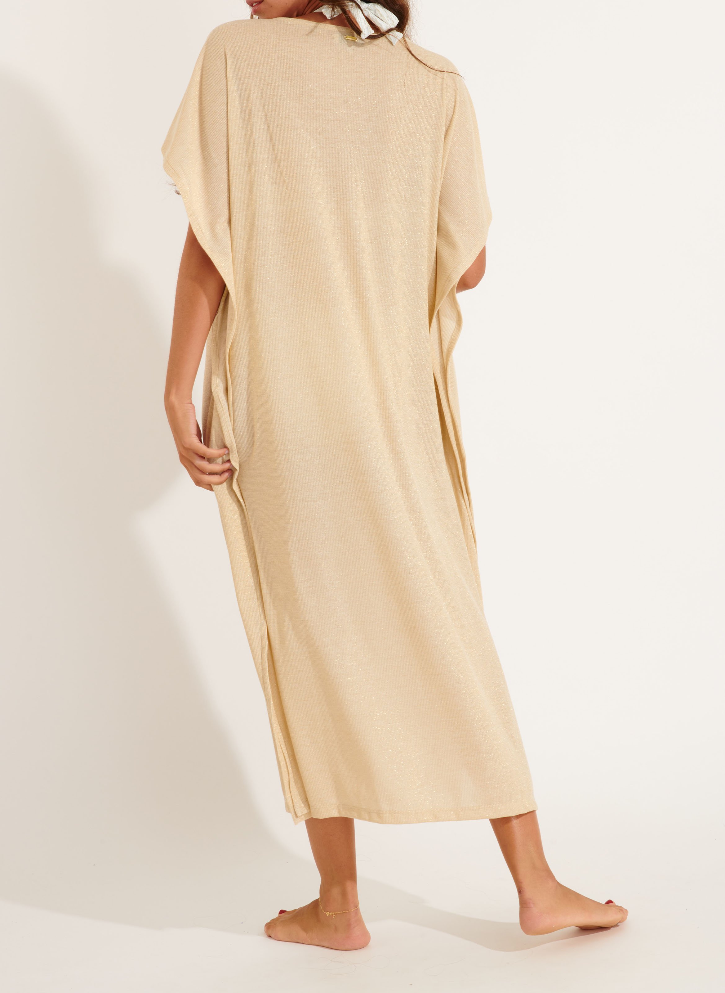 Strandtunika in Metallic-Optik LIVIA Beige