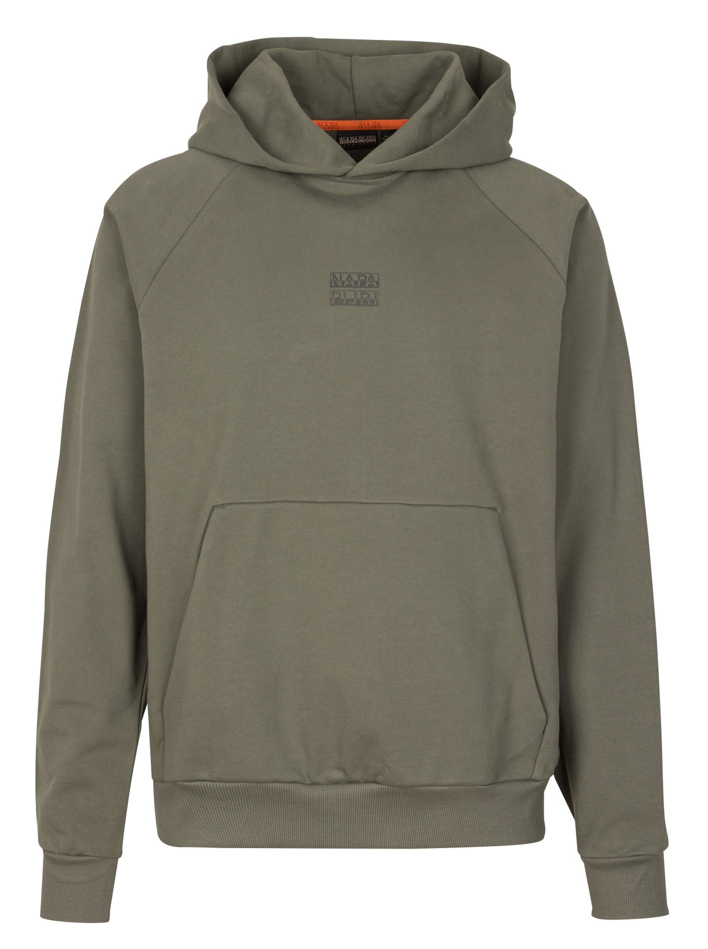 Sweat à capuche droit sérigraphié en coton NAPAPIJRI Vert