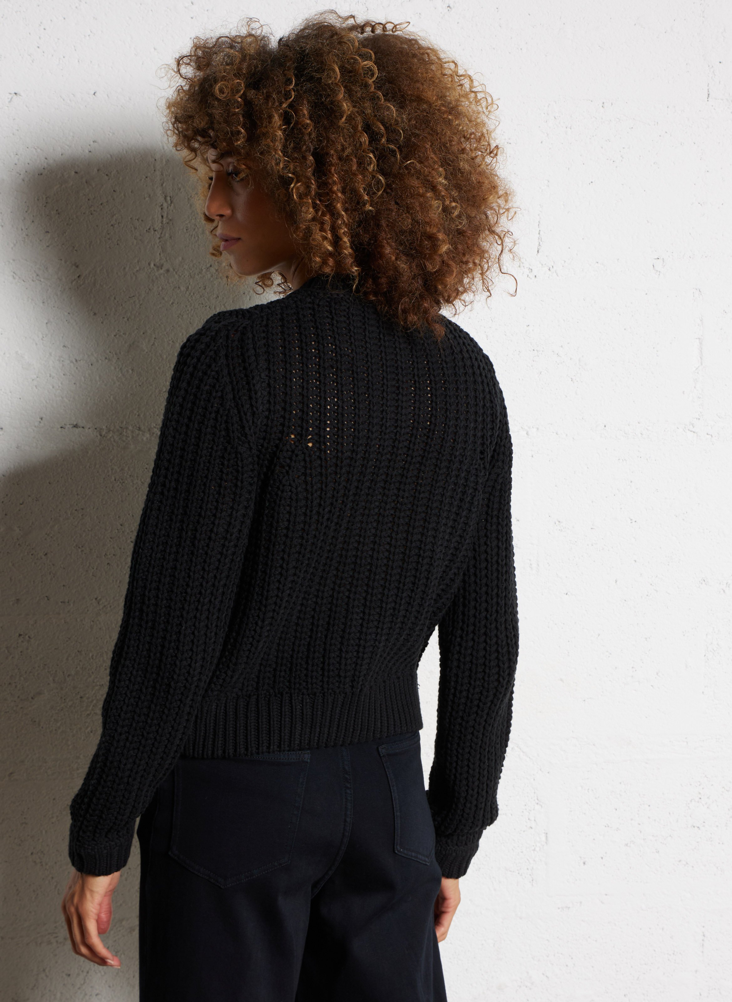 Vest van biologische katoenmix met ronde hals FABIENNE CHAPOT Zwart