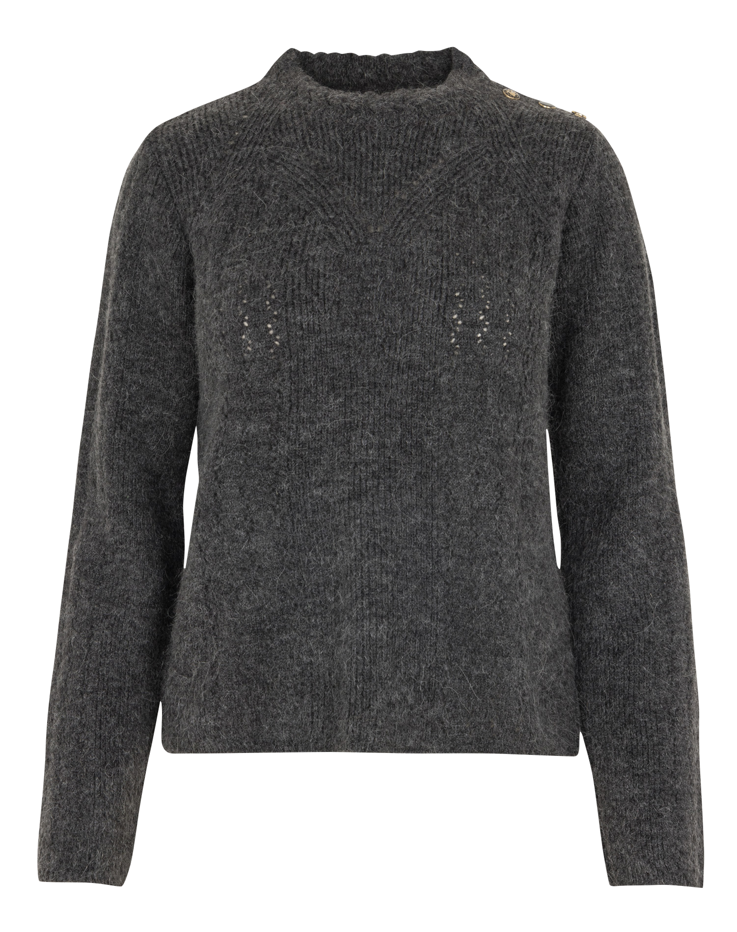 Maglione diritto a collo rotondo in maglia traforata I CODE Grigio