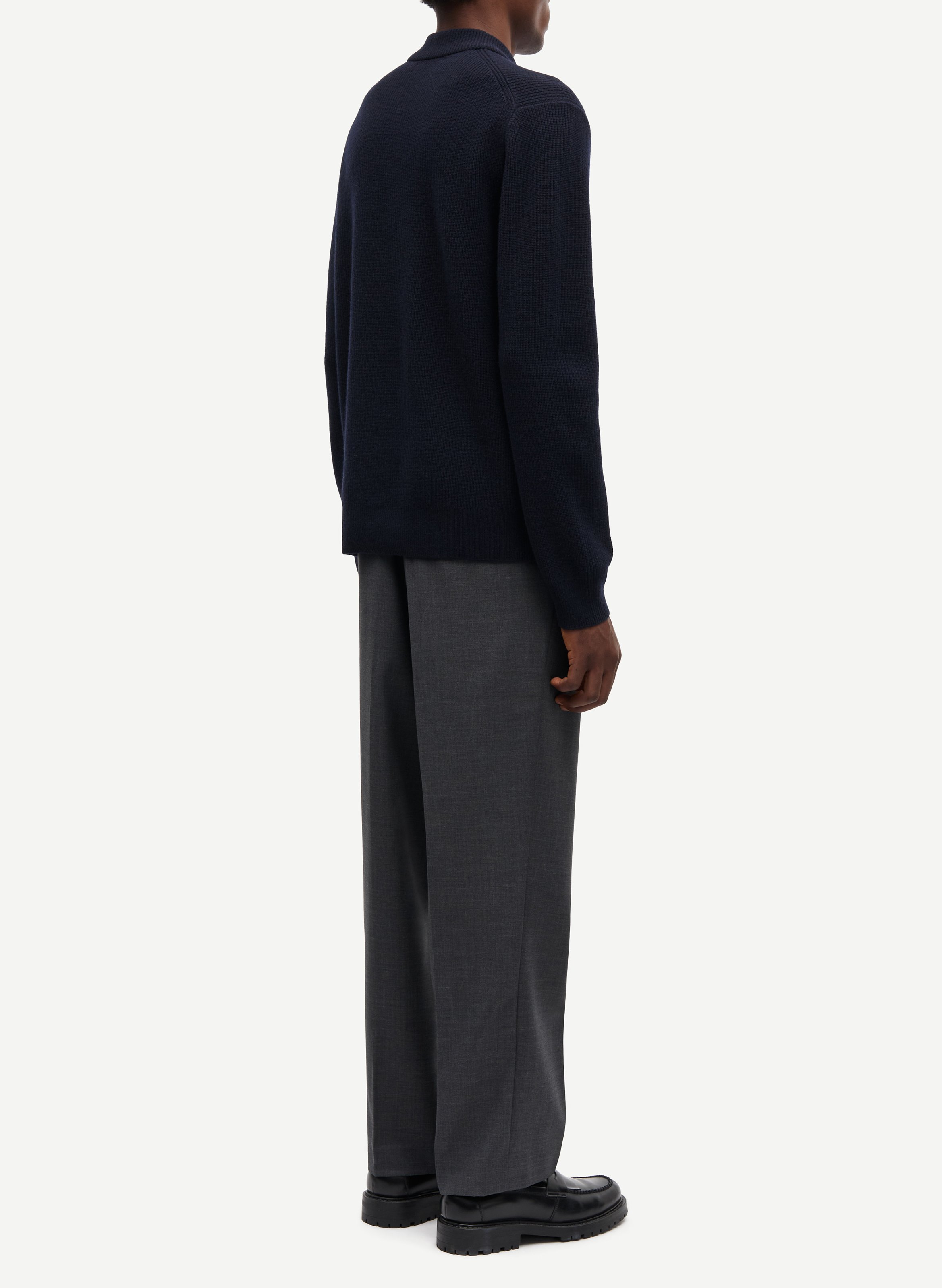 Pull polo en laine mérinos  SAMSOE SAMSOE Bleu