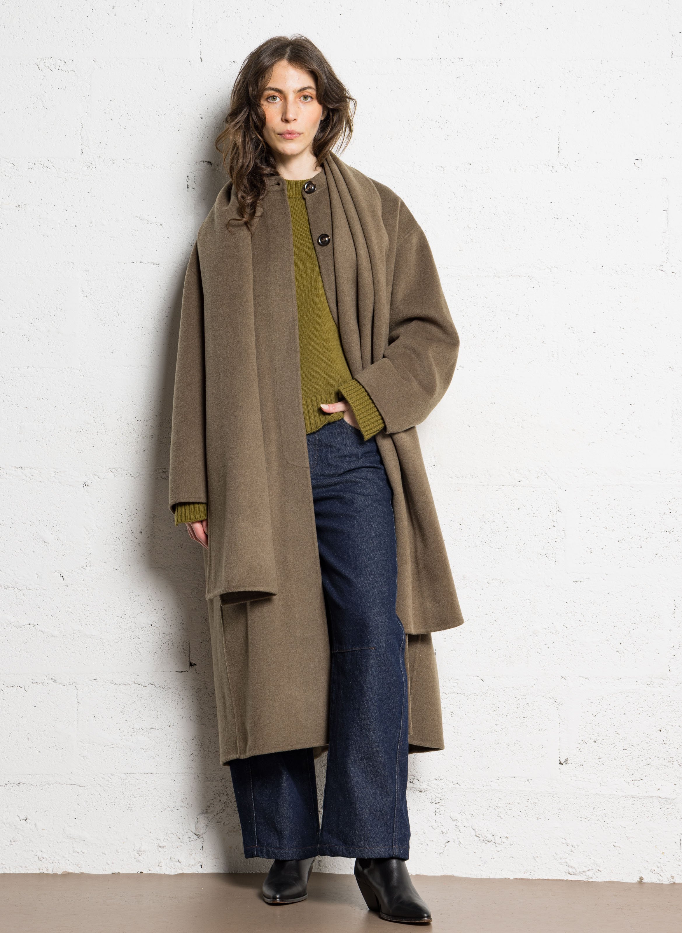 Manteau oversize en laine mélangée SOEUR Beige