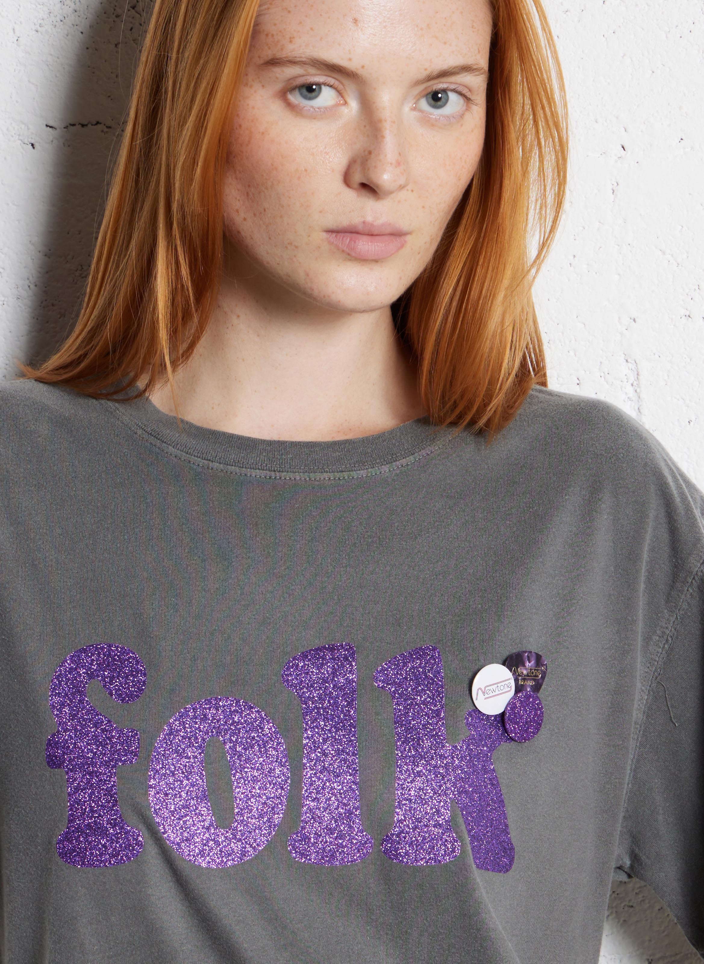 Tee-shirt col rond sérigraphié en coton NEWTONE Gris