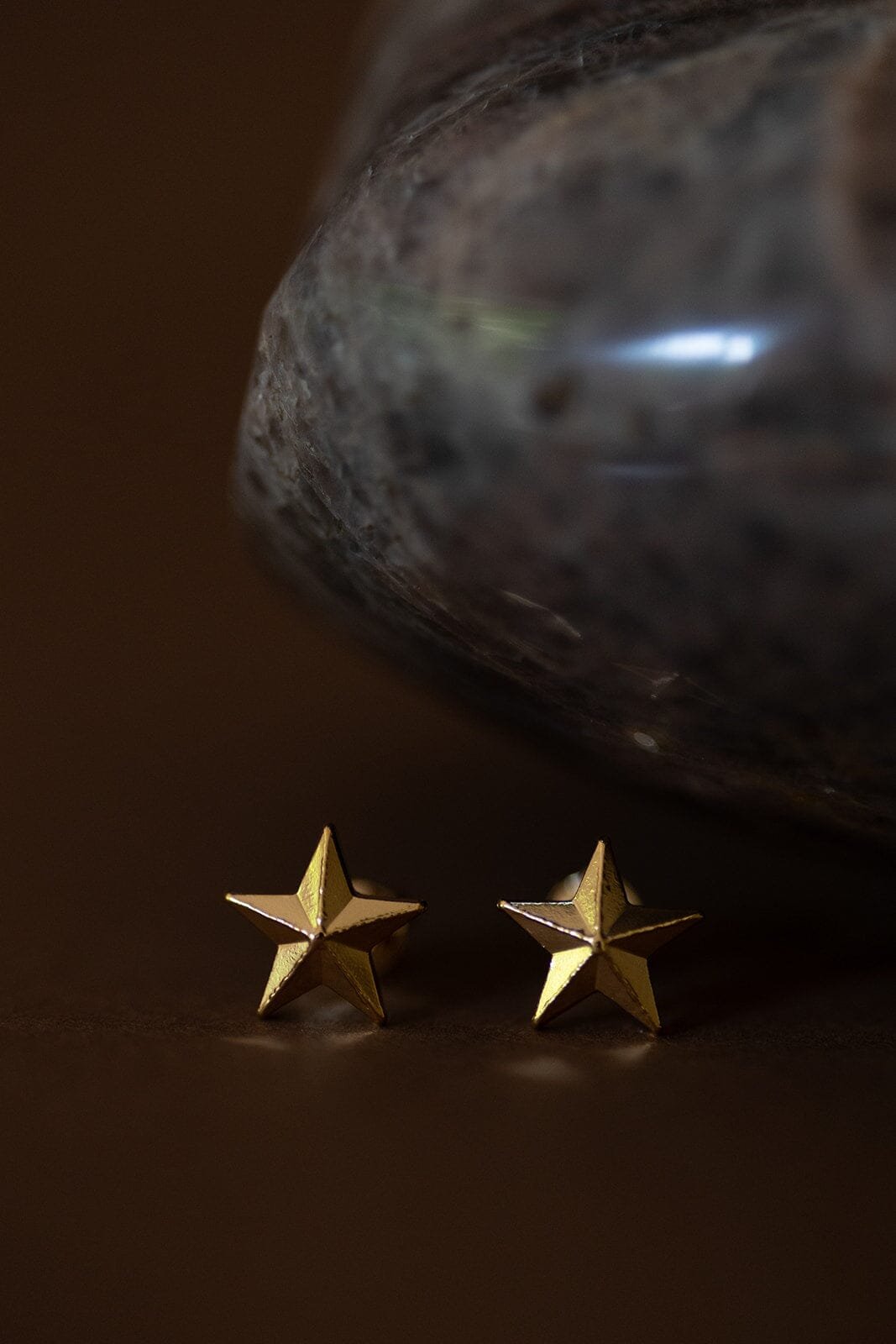 Small star stud earrings silver plated MONSIEUR SIMONE Golden