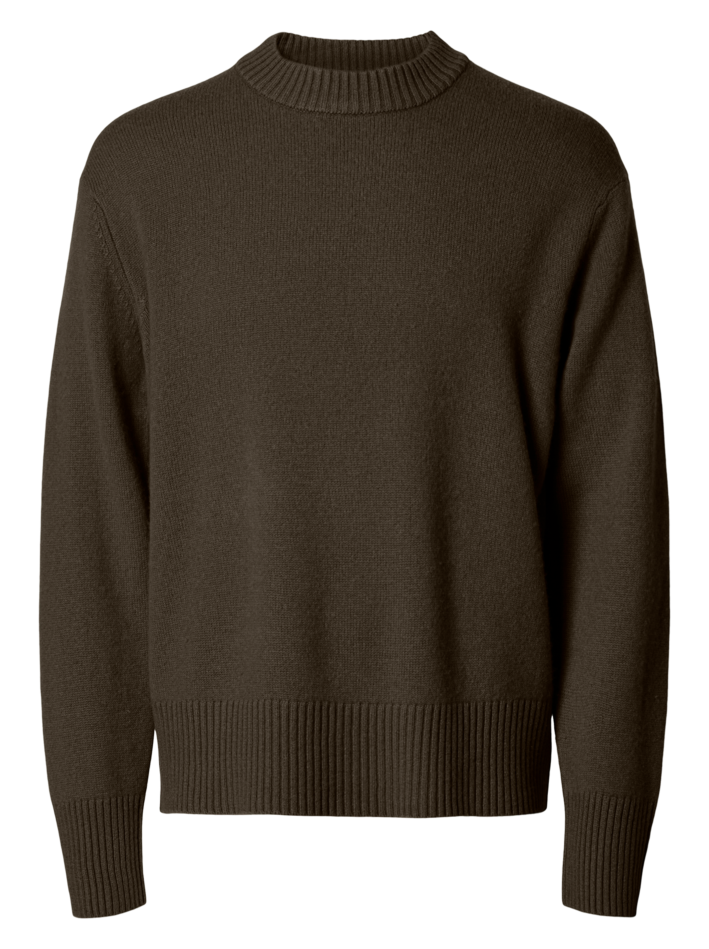 Pull col rond en laine et en cachemire mélangés SELECTED Marron